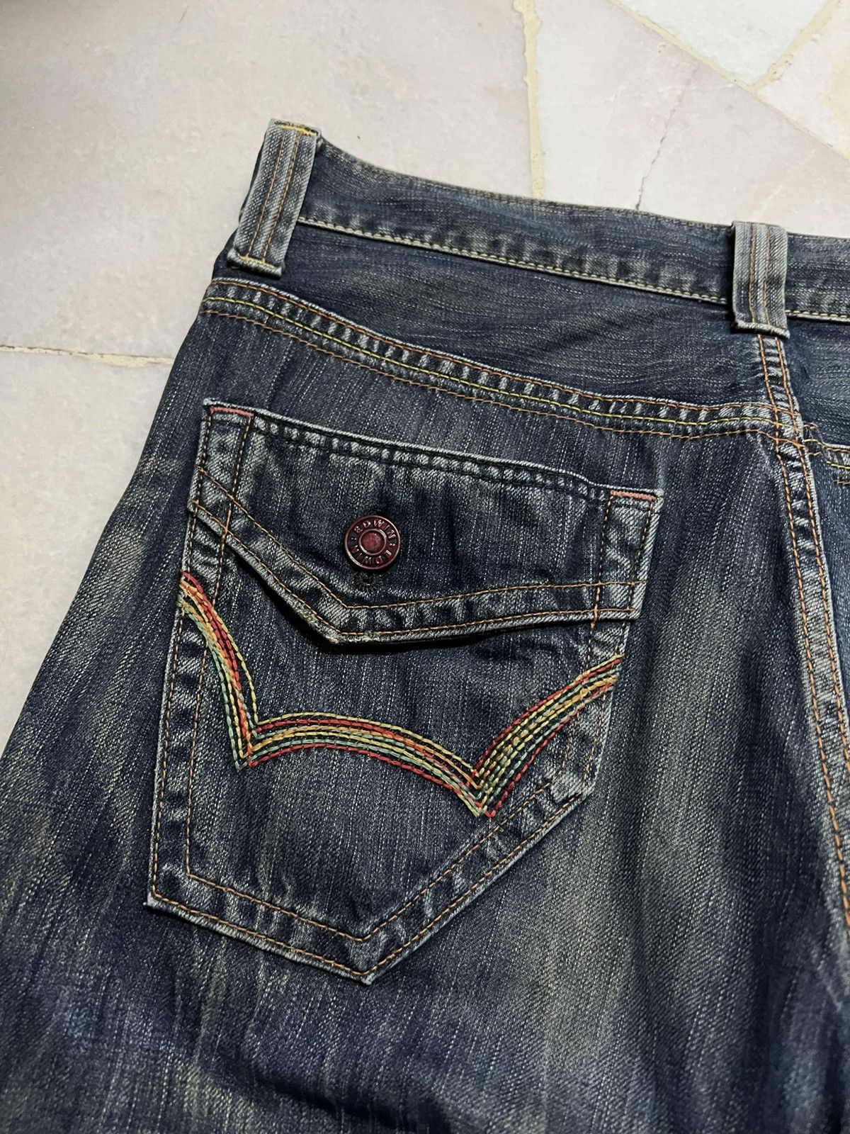 Edwin 💥Flare💥Edwin 503 Blue Trip Claw Mud Wash Jeans Size US 33 - 19 Thumbnail