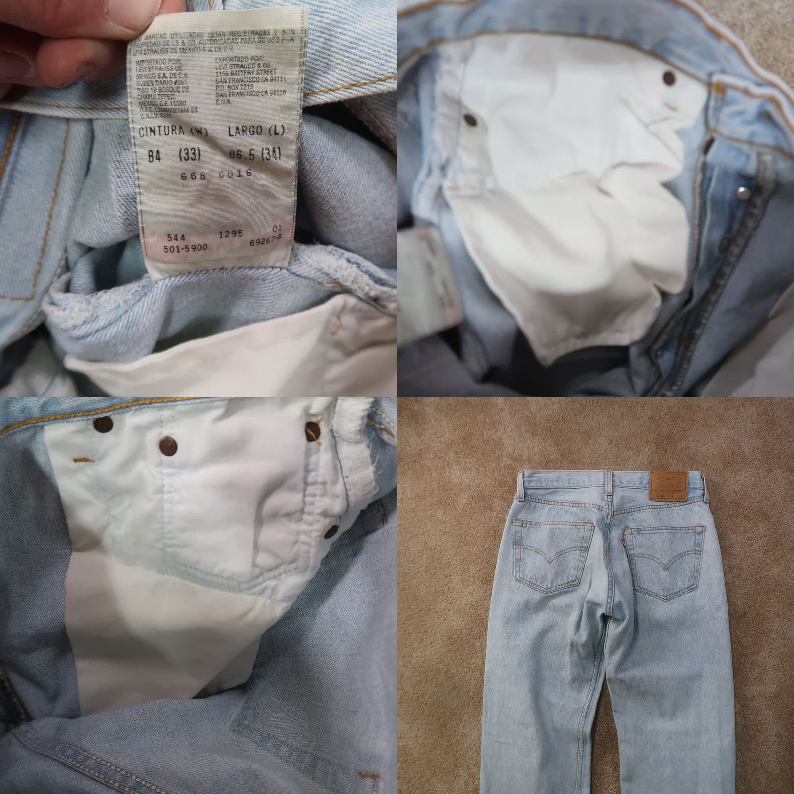 Levi's VINTAGE Levi's 501 Jeans Mens 30 Regular Blue Denim 5-Pocket USA 501 Series 90s USA Mens Size US 30 / EU 46 - 8 Thumbnail