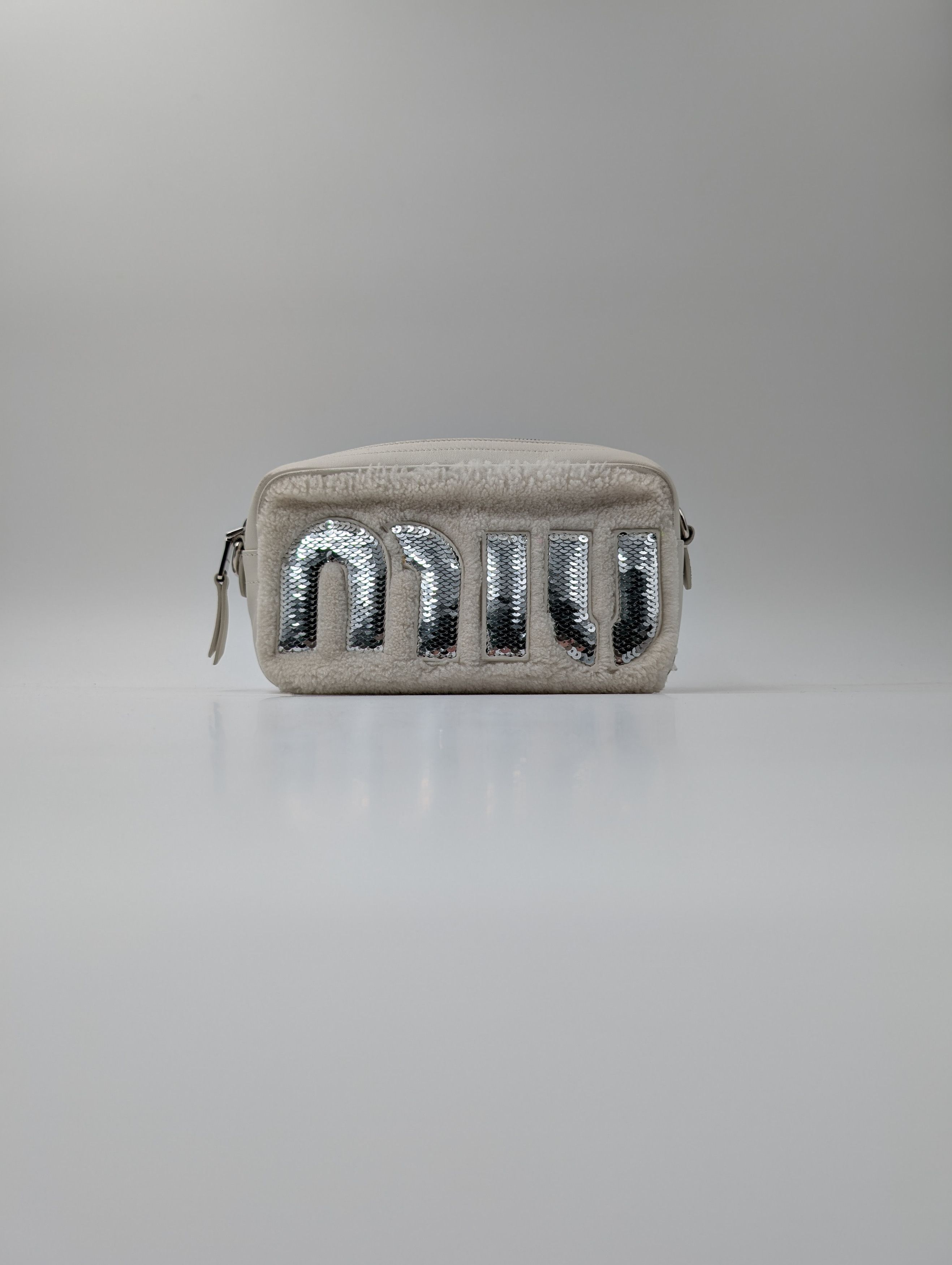 Miu Miu Leather Logo Crossbody Bag Sequin Embellished Shearling Size ONE SIZE - 1 Thumbnail