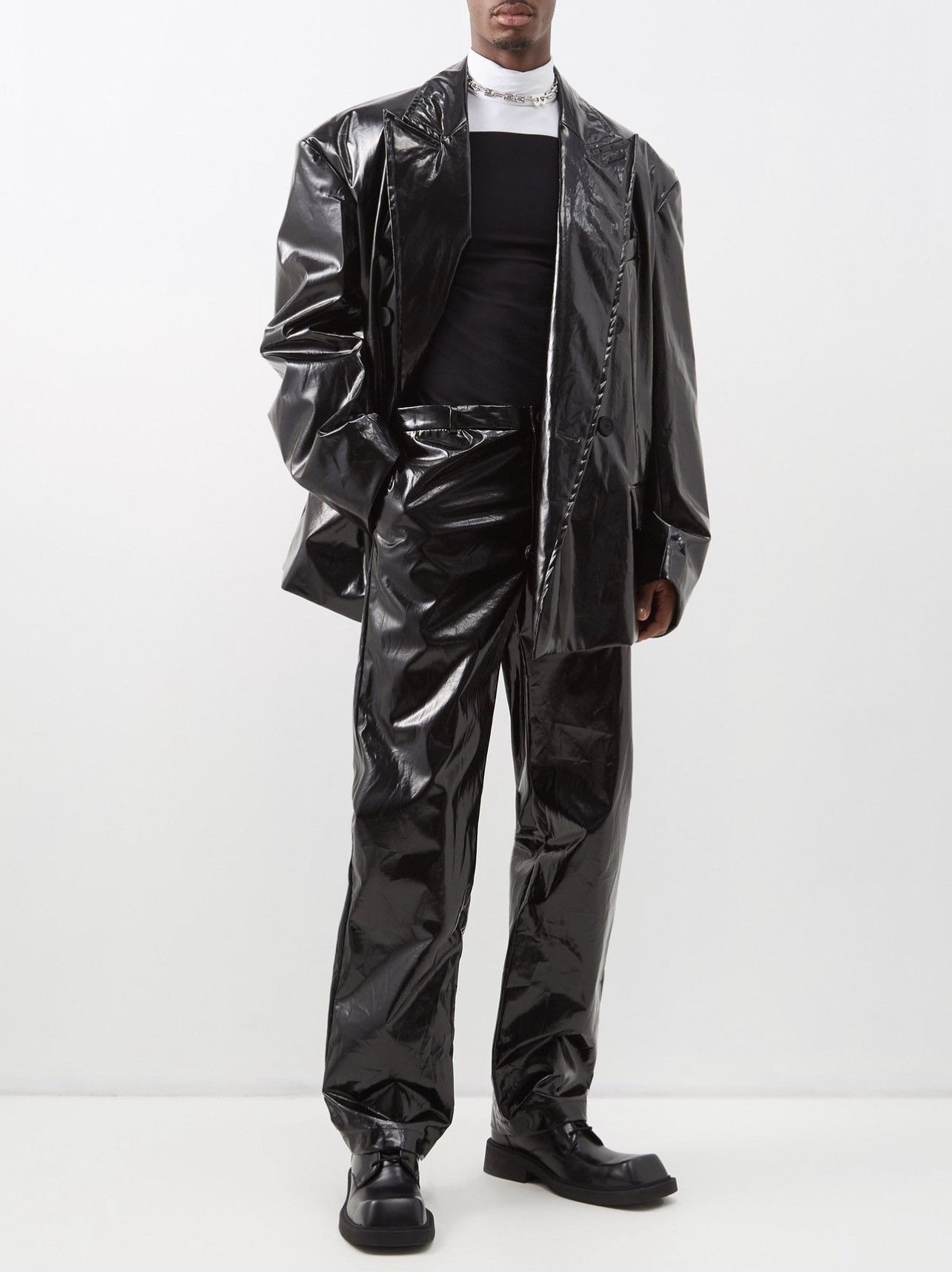 Balenciaga Balenciaga Crinkled coated cotton-blend trousers Size US 30 / EU 46 - 2 Thumbnail