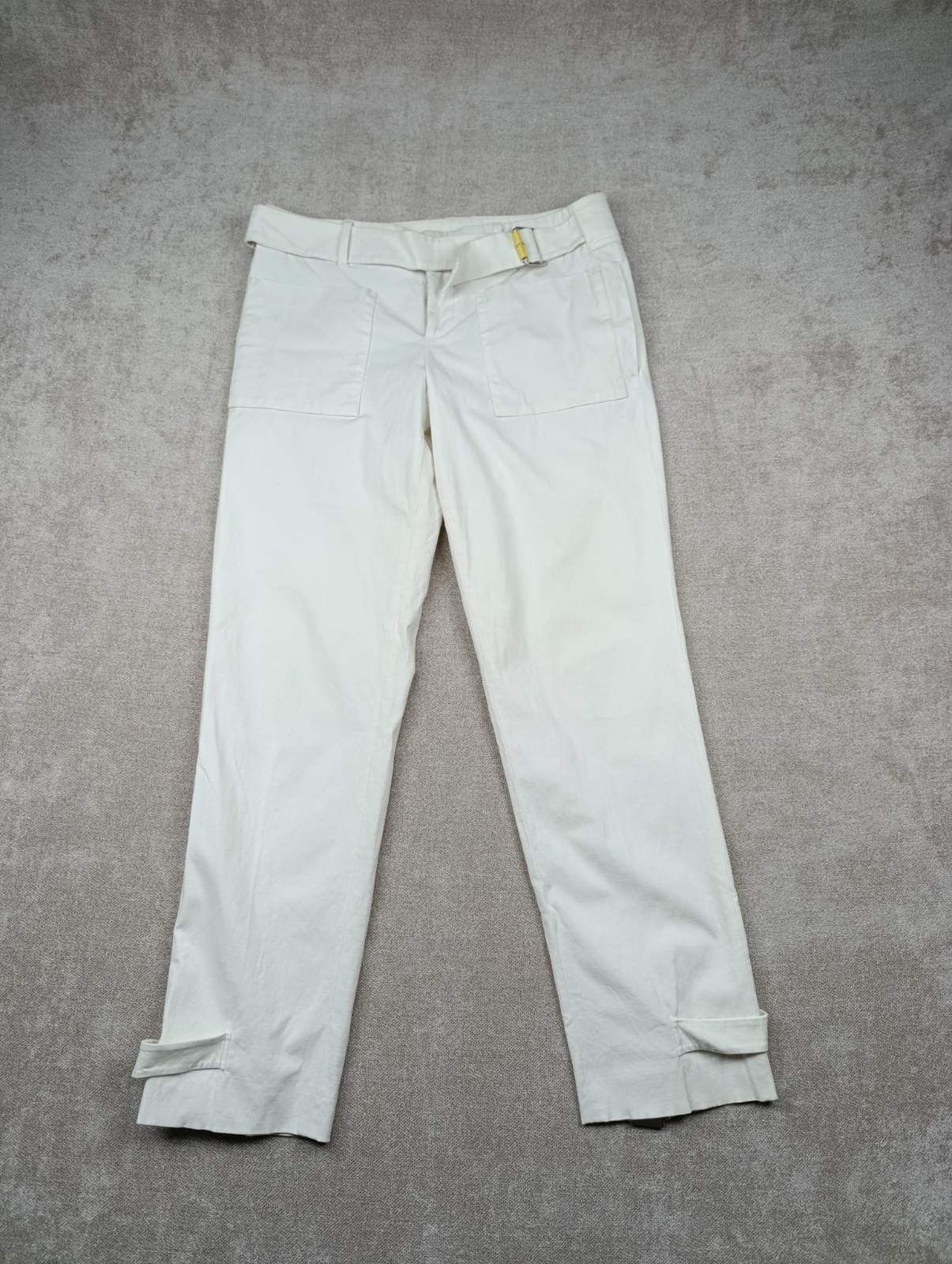 Gucci GUCCI VINTAGE CREAM COTTON BAMBOO BUCKLE TAPERED PANTS Size 28" / US 6 / IT 42 - 1 Thumbnail