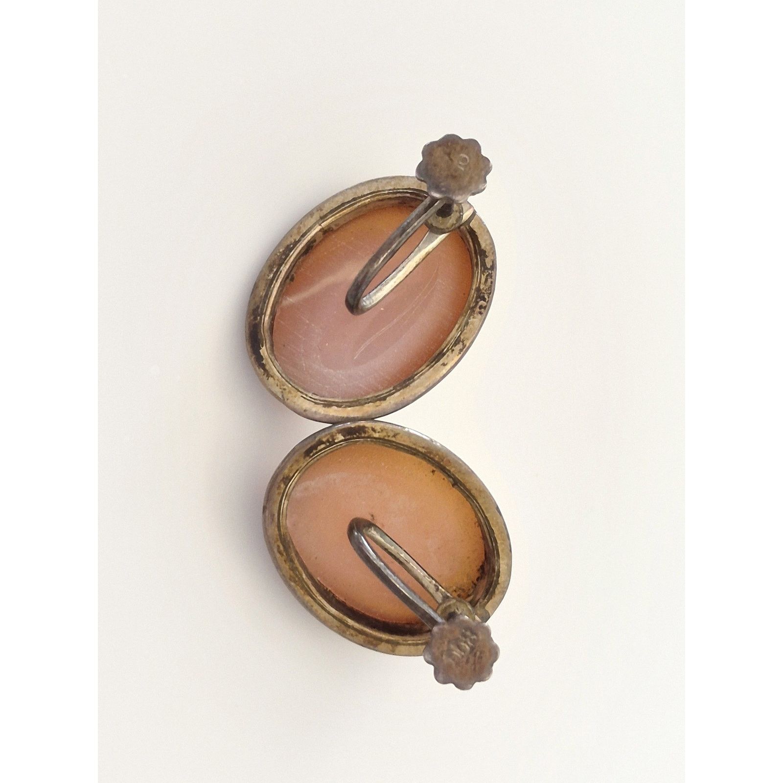 Other Vintage 800 Silver Victorian Cameo Shell Screw On Earrings Size ONE SIZE - 4 Thumbnail