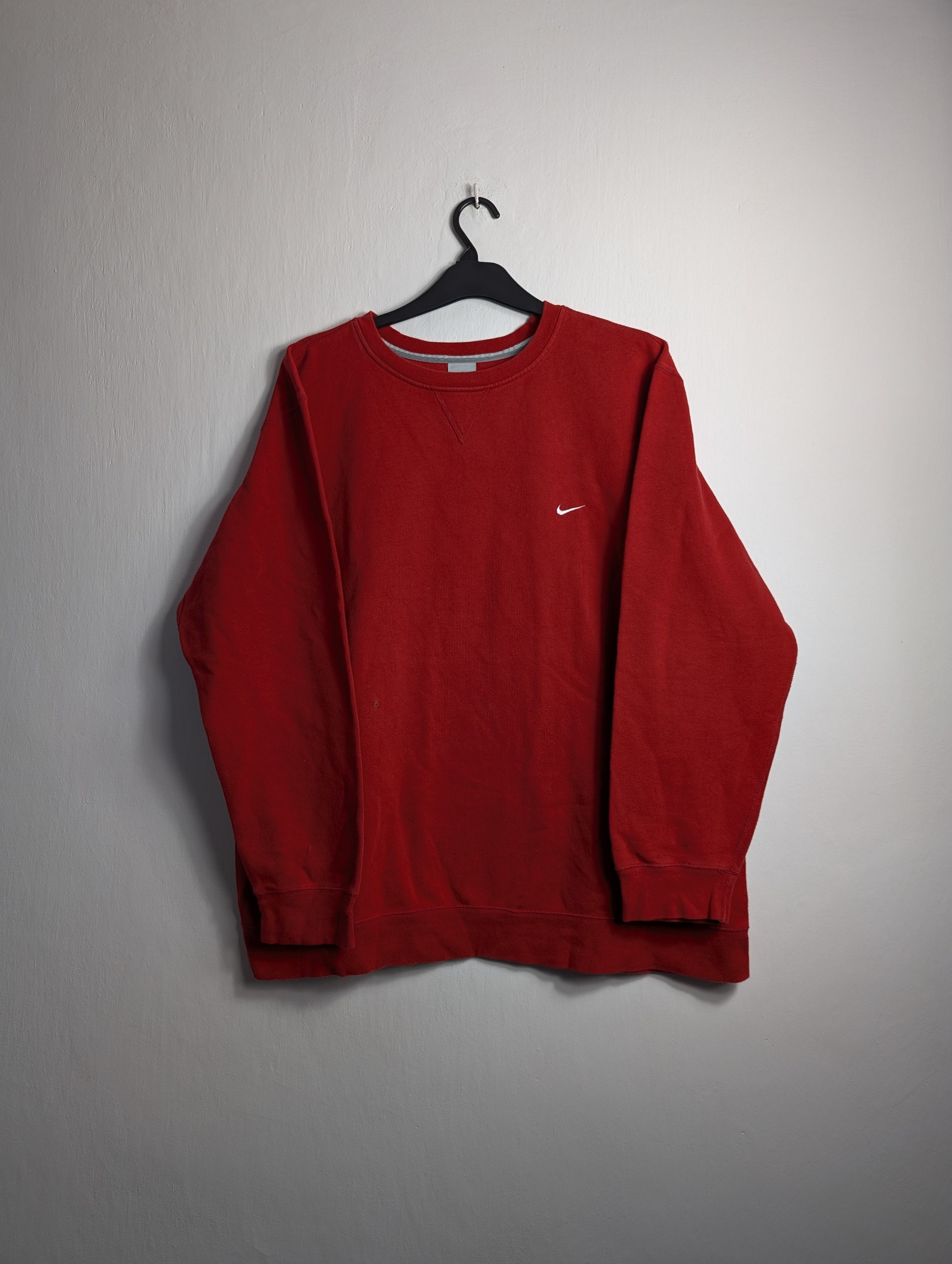 Nike × Vintage Vintage Nike Red Sweatshirt 00s y2k retro Swoosh Size US XL / EU 56 / 4 - 1 Thumbnail