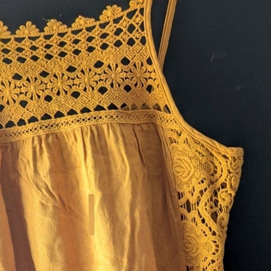 Aeropostale Aeropostale Mustard Yellow Crochet Lace Tank Top Tassel Boho Festival Sz M Size M / US 6-8 / IT 42-44 - 3 Thumbnail