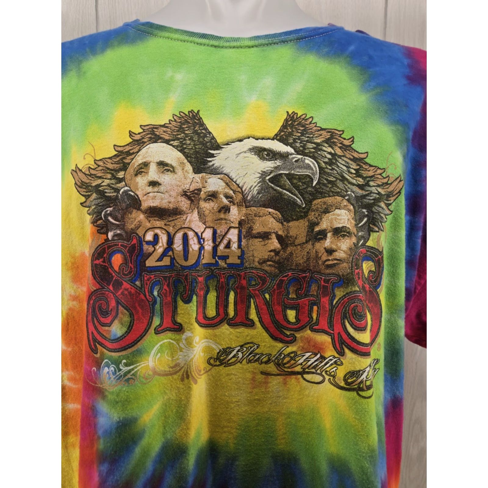 Hanes Sturgis 2014 Tie Dye 2XL T-Shirt Motorcycle Rally Double Sided Mens Size US XXL / EU 58 / 5 - 4 Thumbnail