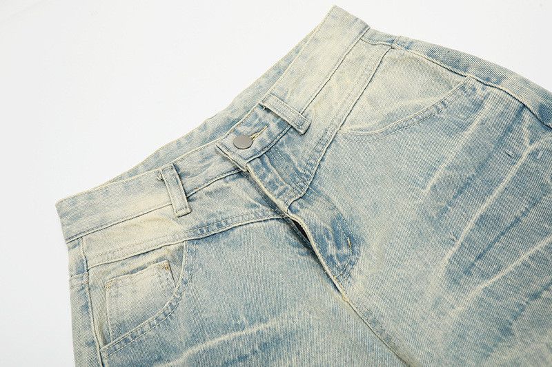 Vintage American retro washed lightning patchwork curved jeans Size US 32 / EU 48 - 3 Thumbnail