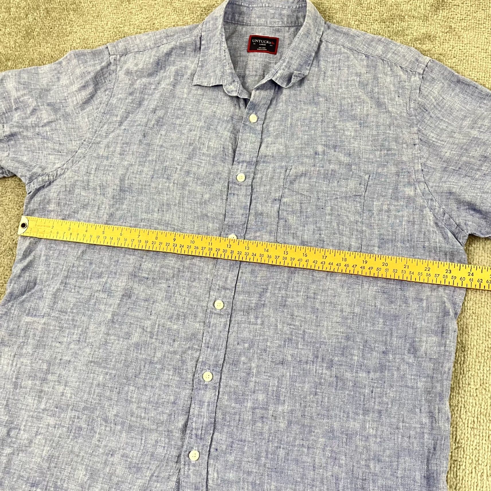 UNTUCKit UNTUCKit Shirt Mens L Blue 100% Linen Button-Up Short Sleeve Casual Summer Size US L / EU 52-54 / 3 - 5 Thumbnail