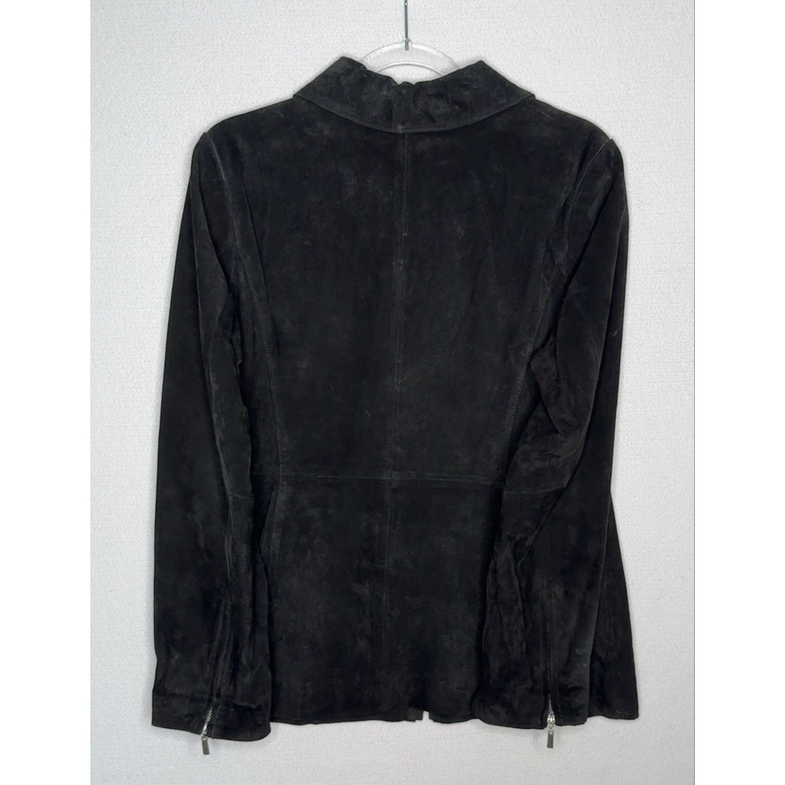 Vintage Y2K Dennis Basso Washable Black Suede Leather Jacket Medium Size M / US 6-8 / IT 42-44 - 2 Thumbnail