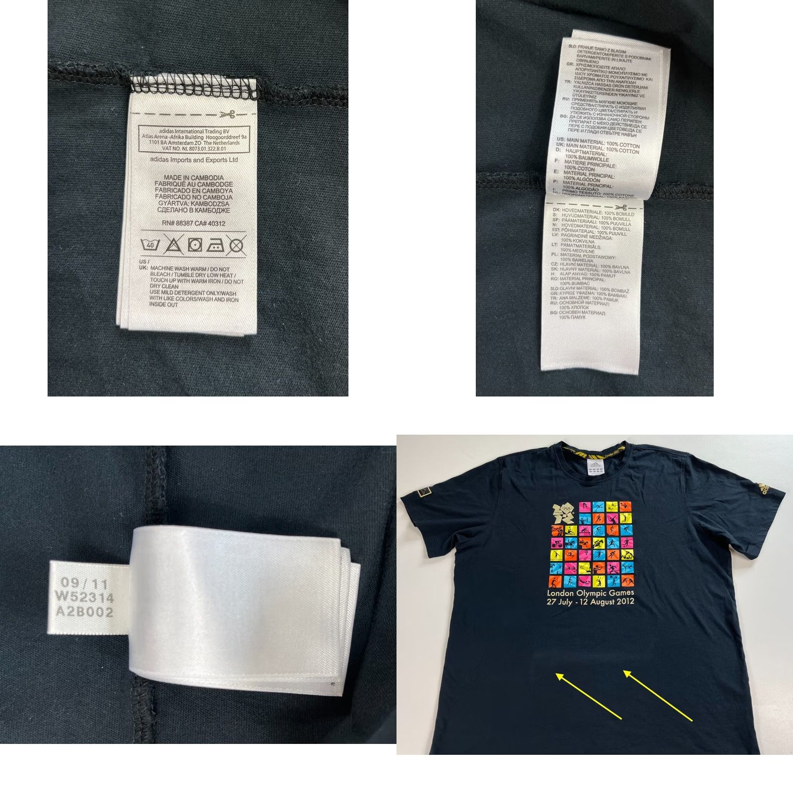 Adidas adidas T-Shirt Men Vintage London 2012 Olympic Games XL Black Cotton Crew Neck Short Sleeve Sports 2010-2019 Mens Size US XL / EU 56 / 4 - 8 Thumbnail