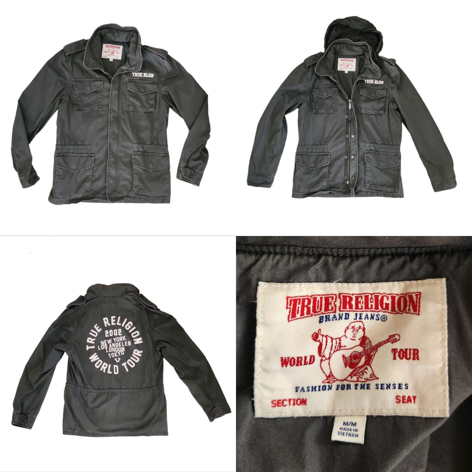 image of True Religion Vintage Military Jacket Green World Tour 2002, Men's (Size Medium)