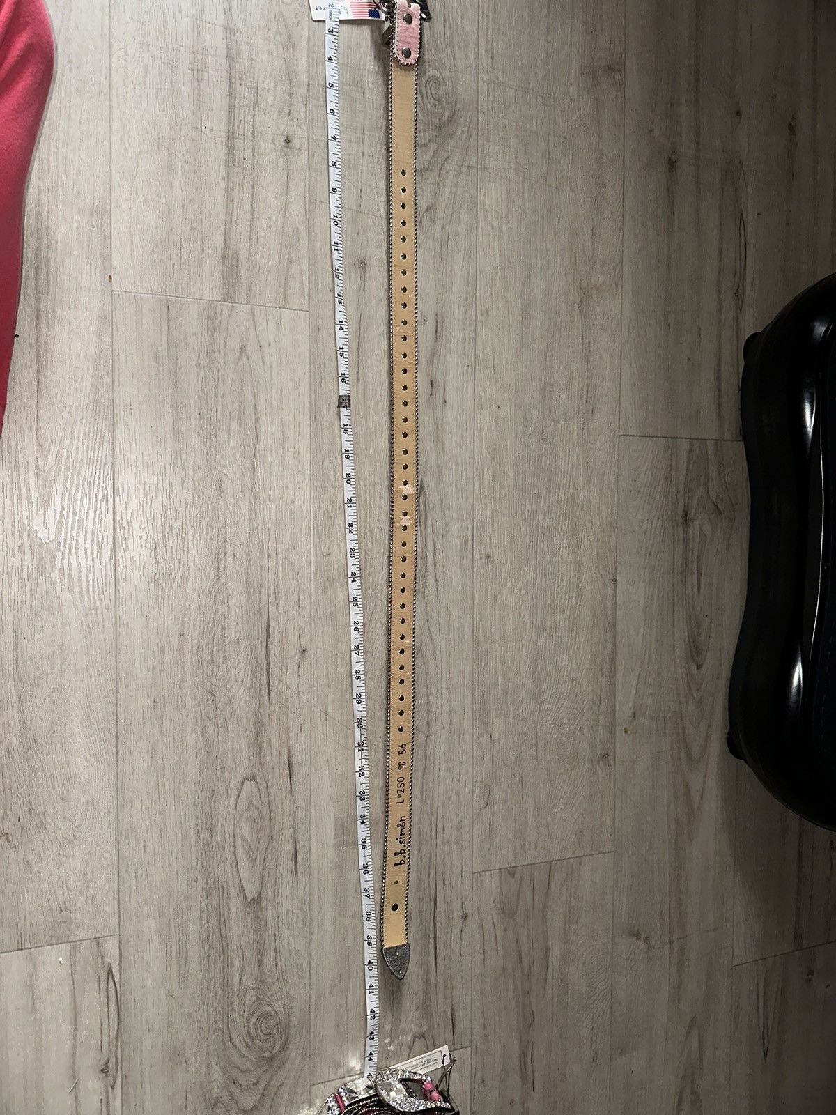 B.B. Simon BB SIMON belt light pink horse hair Swarovski Crystals Size 32 - 15 Thumbnail
