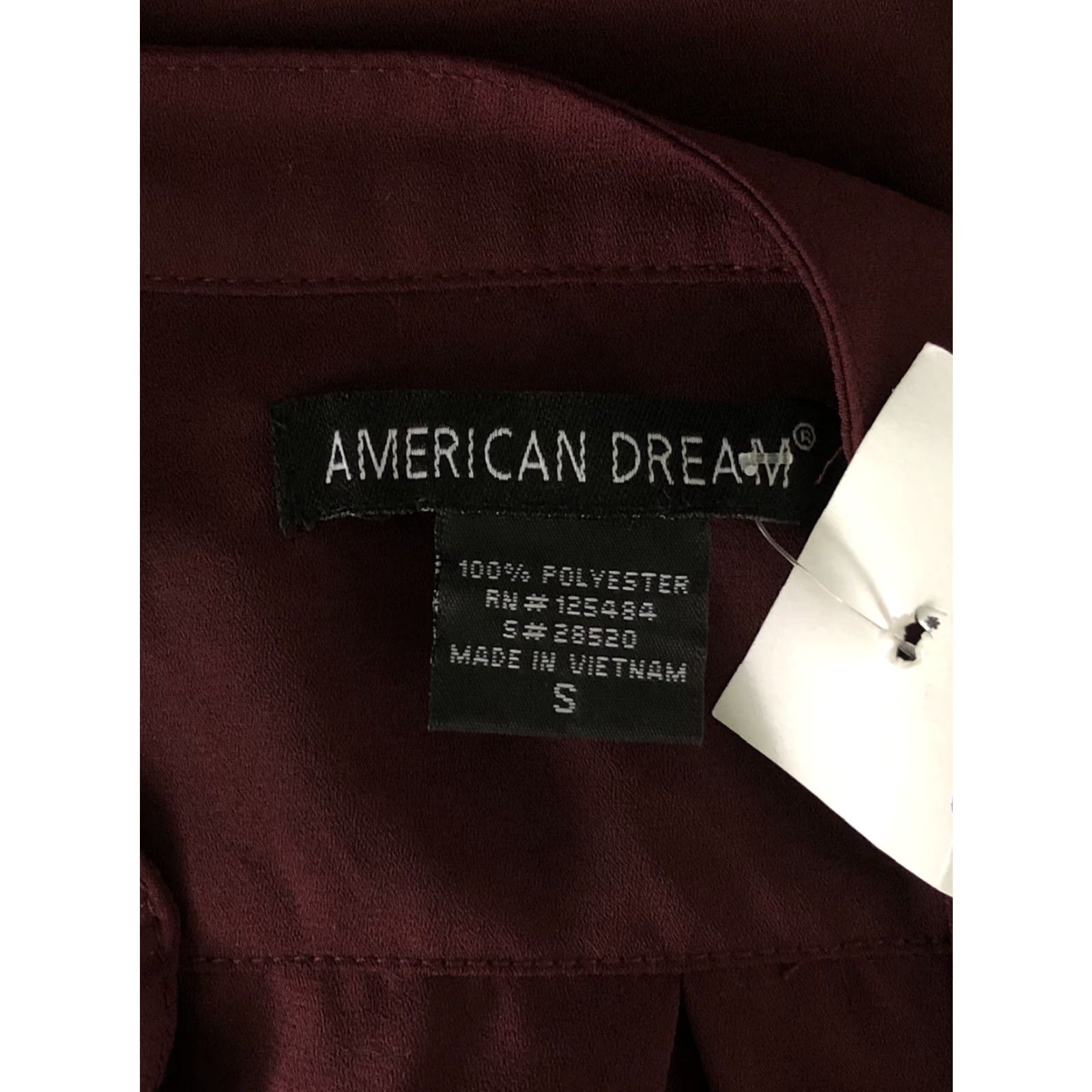 Vintage NWT American dream Blouse Shirt Burgundy V-Neck Lace Up 3/4 Roll Tab Sleeve Chiffon Boho Size S / US 4 / IT 40 - 4 Thumbnail