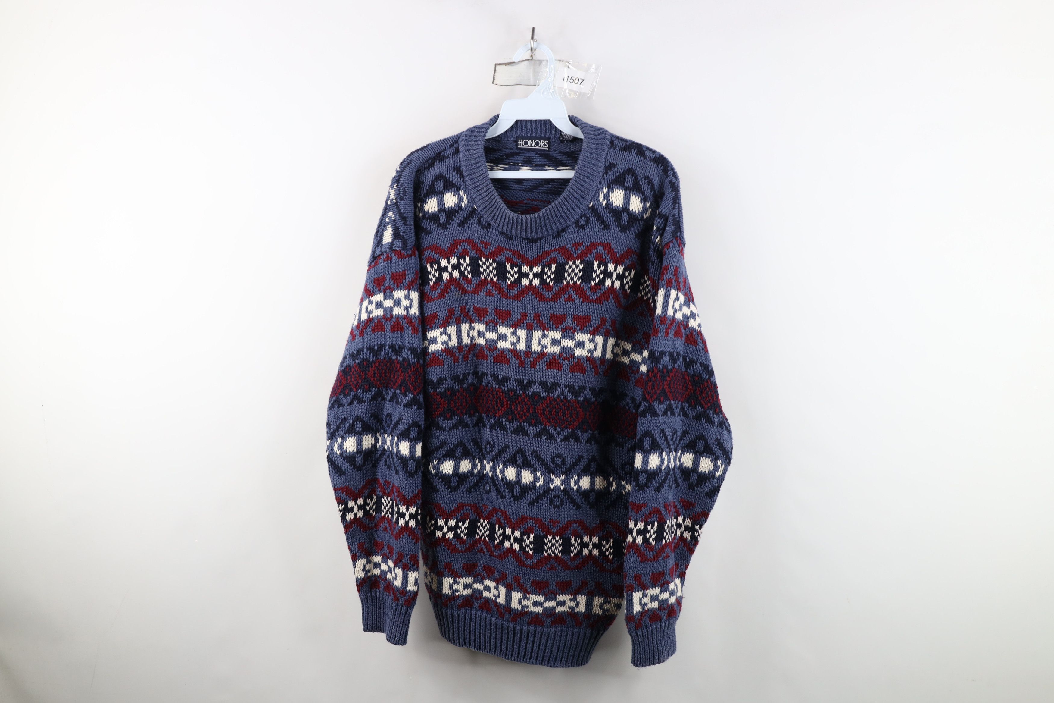 Vintage Vintage 90s Streetwear Fair Isle Cotton Knit Sweater Size US M / EU 48-50 / 2 - 1 Thumbnail