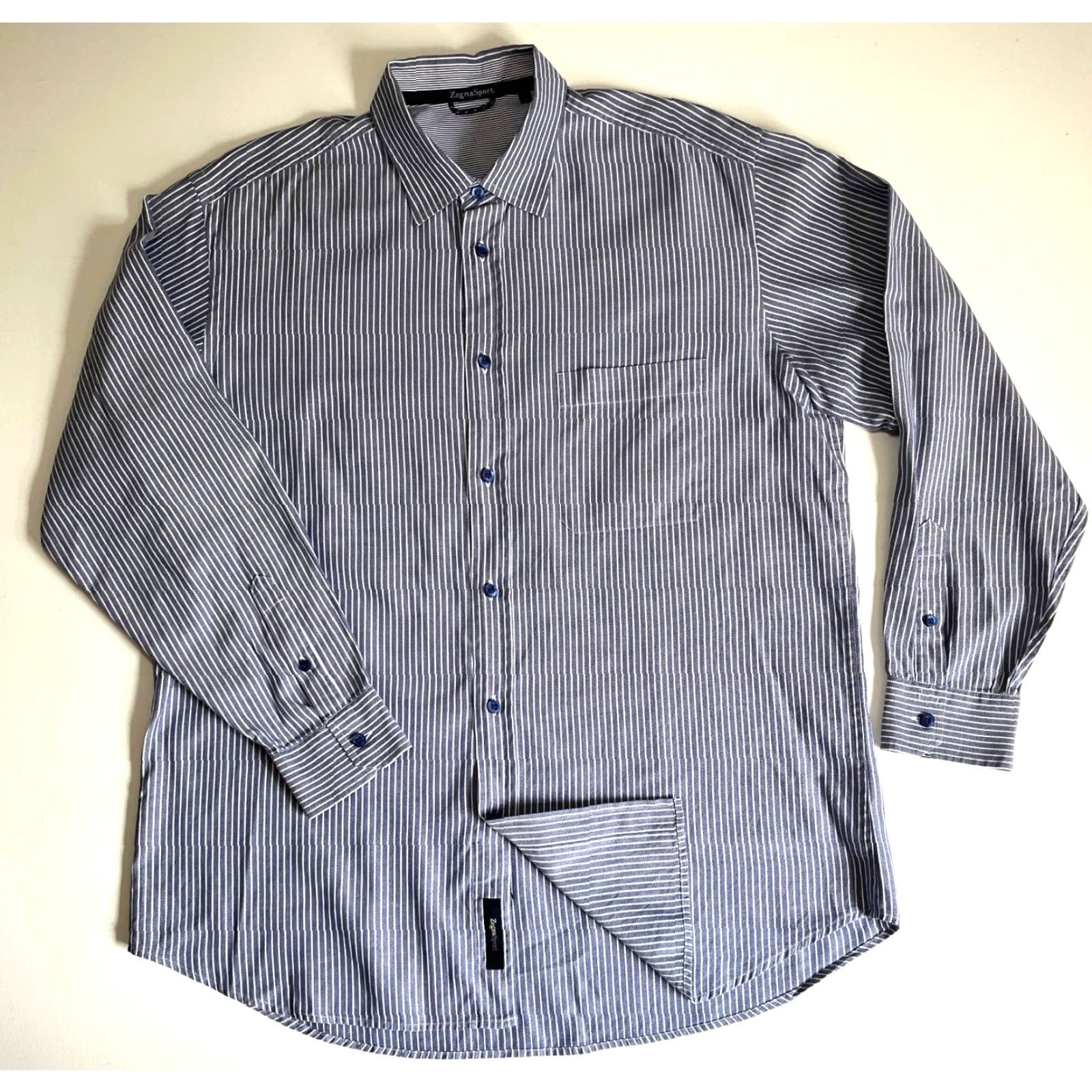 Vintage Zegna Sport Men's Button-Up Casual Shirt Stripes Sz XL Size US XL / EU 56 / 4 - 5 Thumbnail