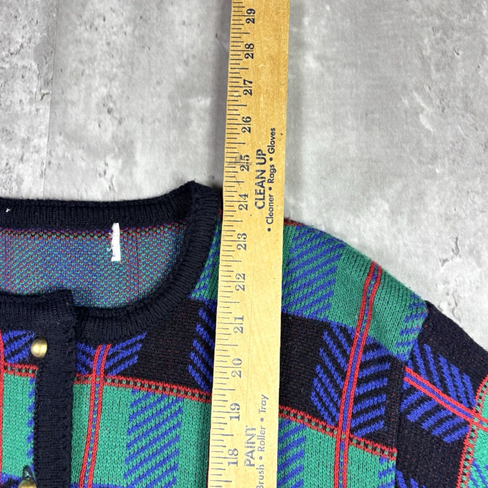 Vintage VINTAGE Women’s Cardigan Knit Sweater Green Abstract Striped Pattern size Small Size S / US 4 / IT 40 - 4 Thumbnail