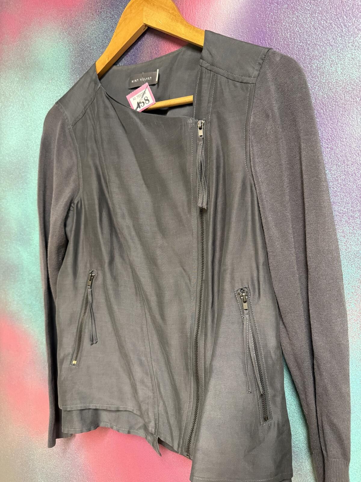 Other Mint Velvet charcoal grey Asymmetric Zip Biker jacket Size M / US 6-8 / IT 42-44 - 4 Thumbnail