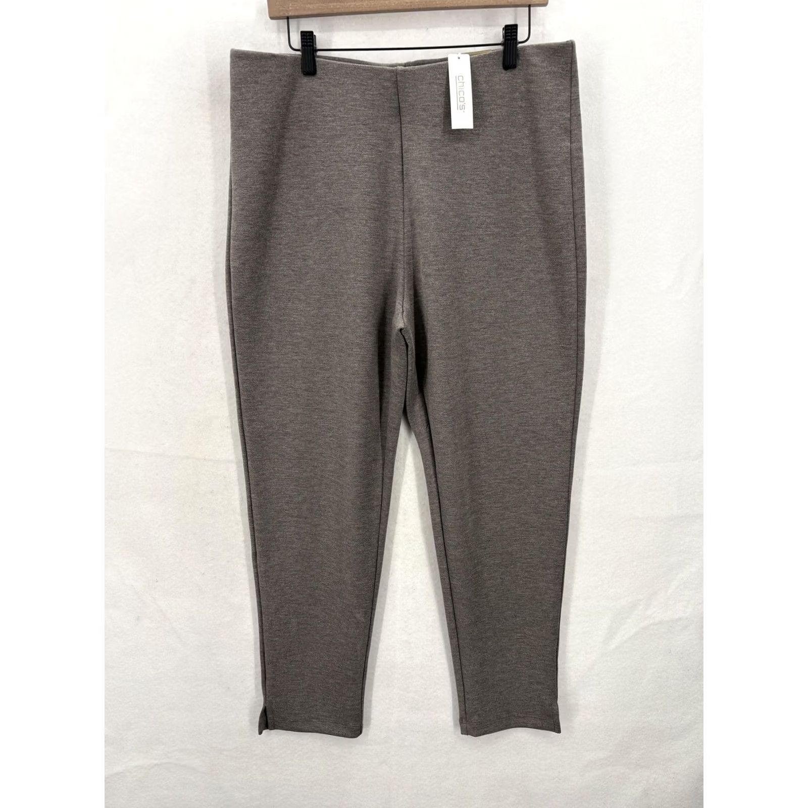 Vintage Chicos Weekends Pants Womens 2 Taupe Scuba Knit Pull On Ankle Stretch Casual NWT Size 34" / US 12 / IT 48 - 2 Thumbnail