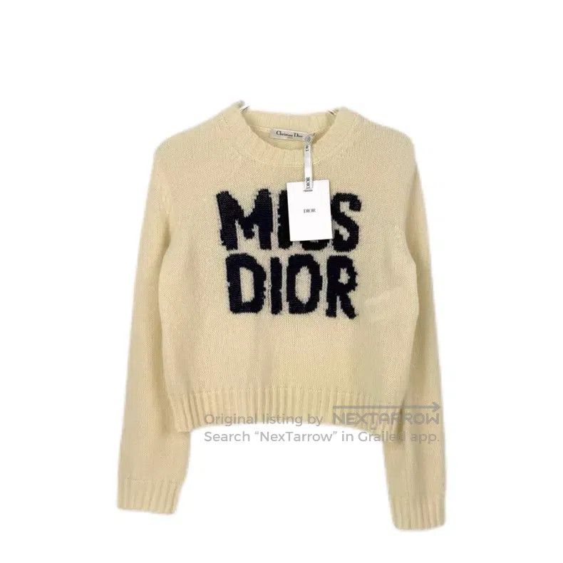 Dior Dior Beige letter cashmere sweater Size XS / US 0-2 / IT 36-38 - 1 Thumbnail