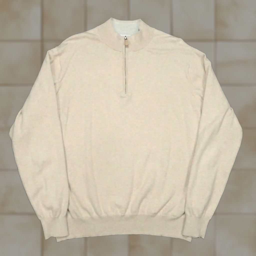 Peter Millar Peter Millar Sweater Men XL Khaki Tan Crown Soft Quarter Zip Pullover Jumper Size US XL / EU 56 / 4 - 1 Thumbnail