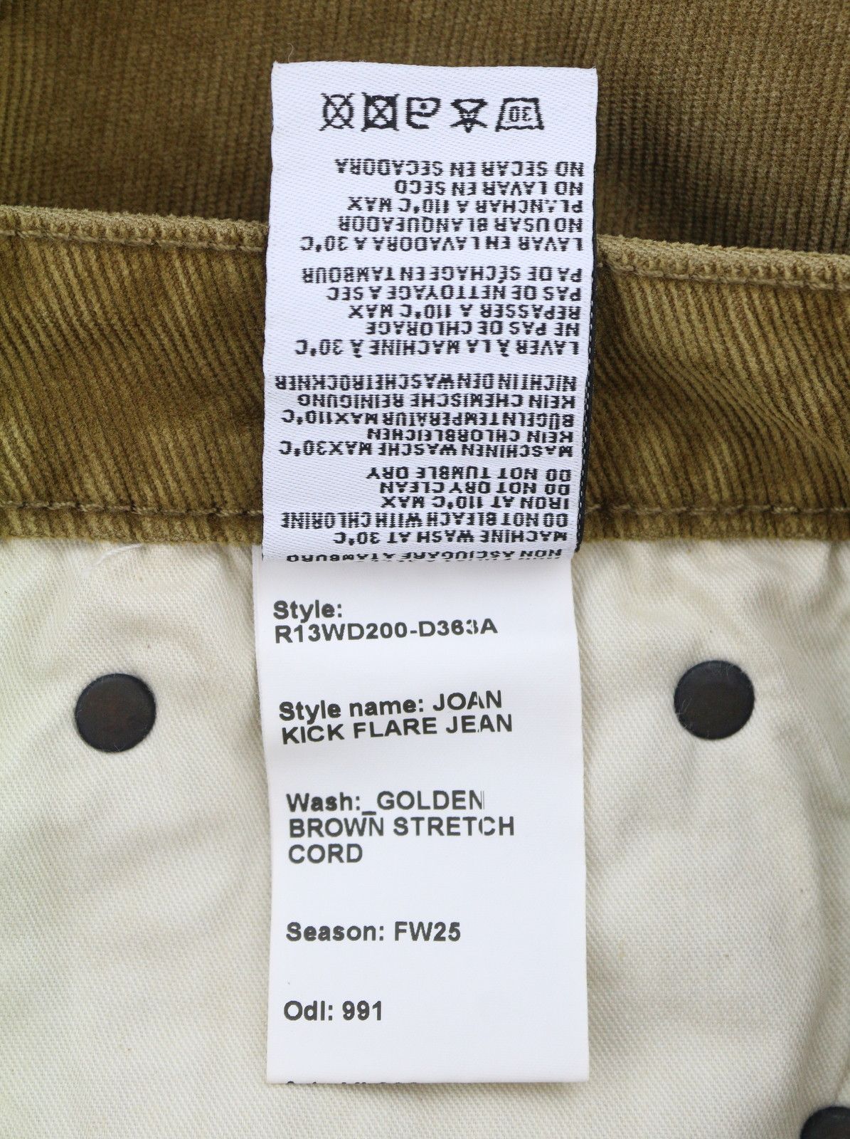 R13 JOAN KICK FLARE 28 Golden Brown Stretch Zip FW25 87213 Size 28" / US 6 / IT 42 - 9 Thumbnail