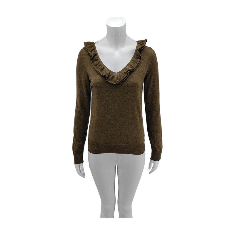 Louis Vuitton Louis Vuitton Brown Wool Long Sleeve Sweater 0089 Size XS / US 0-2 / IT 36-38 - 1 Thumbnail
