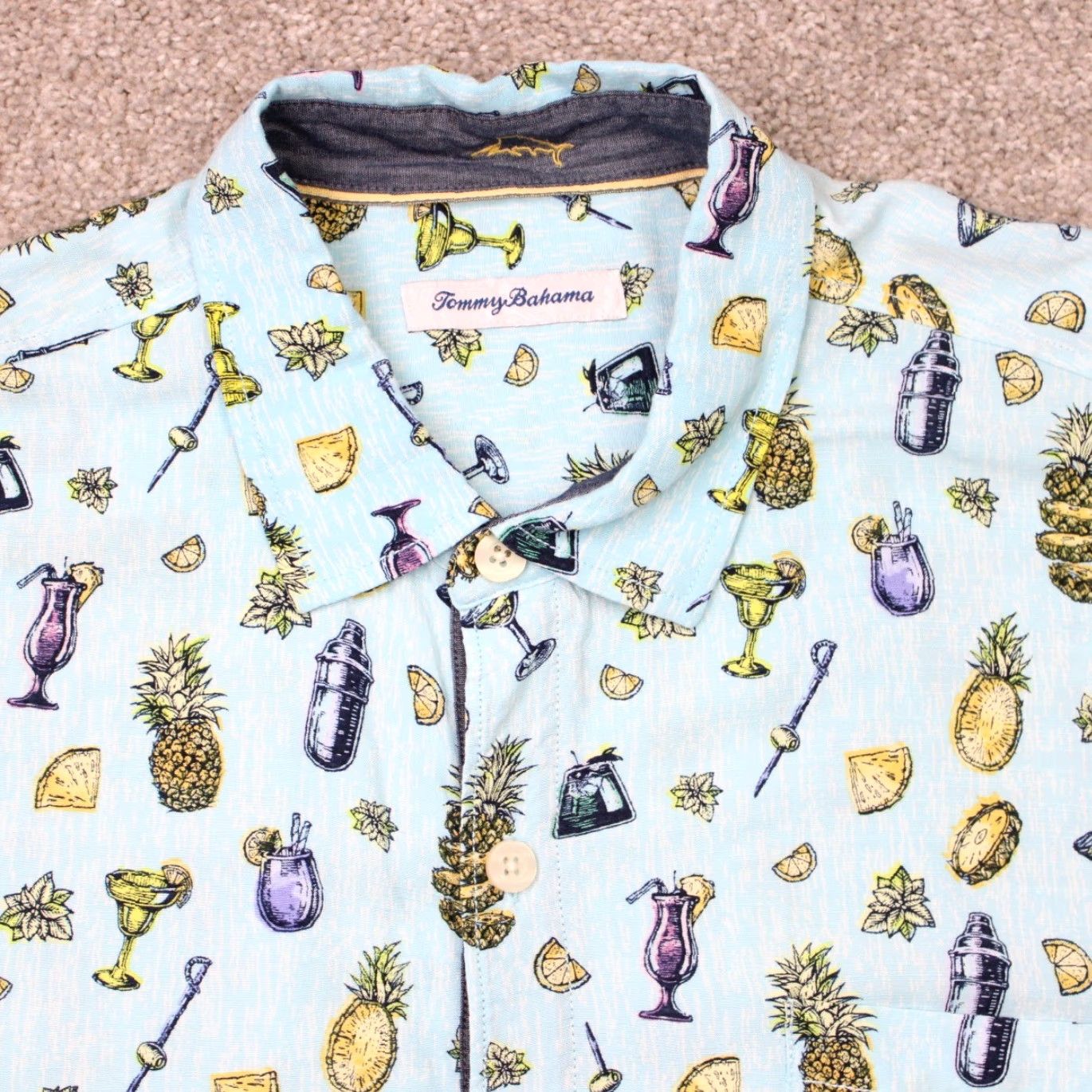 Tommy Bahama Tommy Bahama Shirt Mens Large Blue Cocktails All Over Print Surf Villa S/S Size US L / EU 52-54 / 3 - 4 Thumbnail