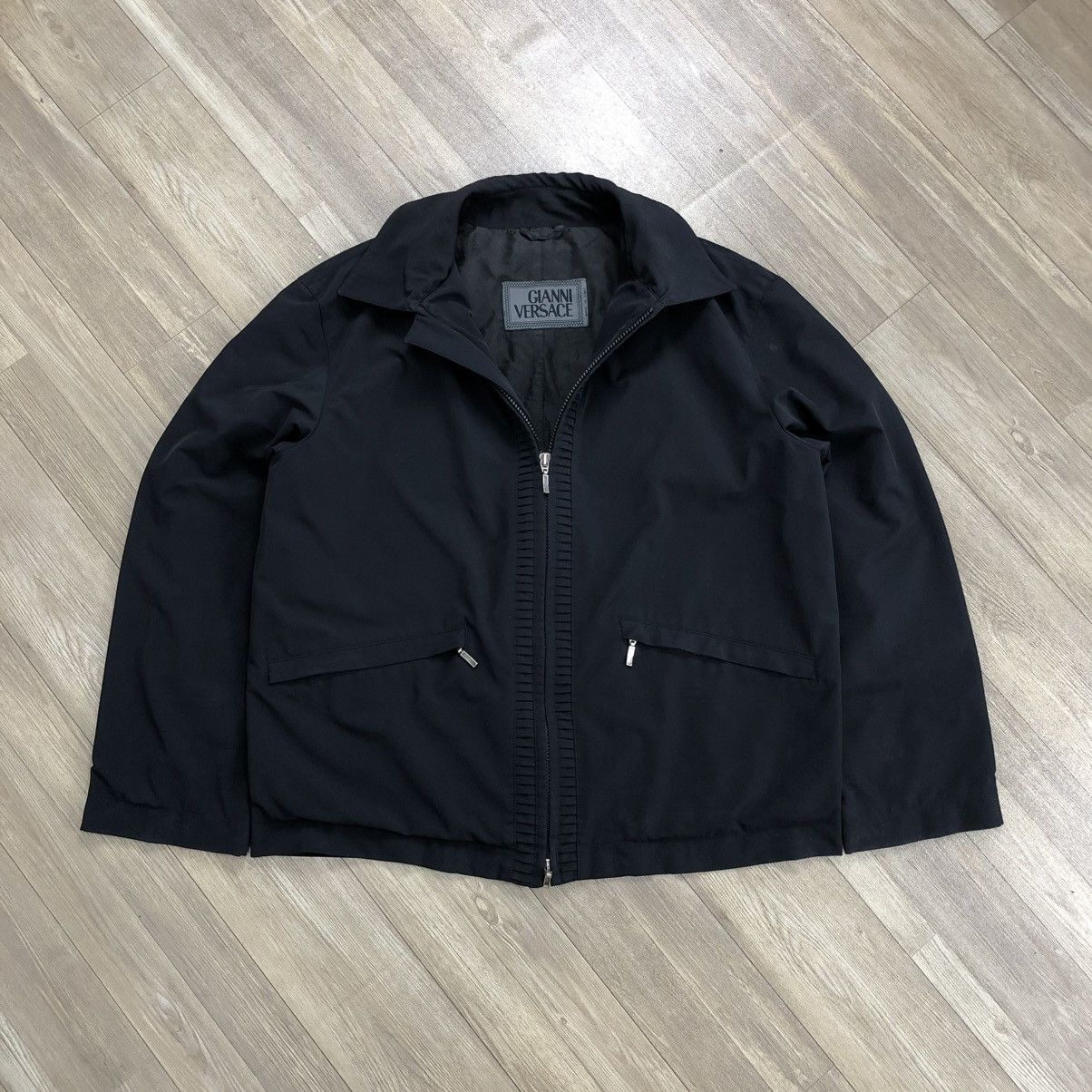 Versace 🇮🇹 Vintage Gianni Vercase Luxury Designer Black Work Jacket Size US L / EU 52-54 / 3 - 1 Thumbnail