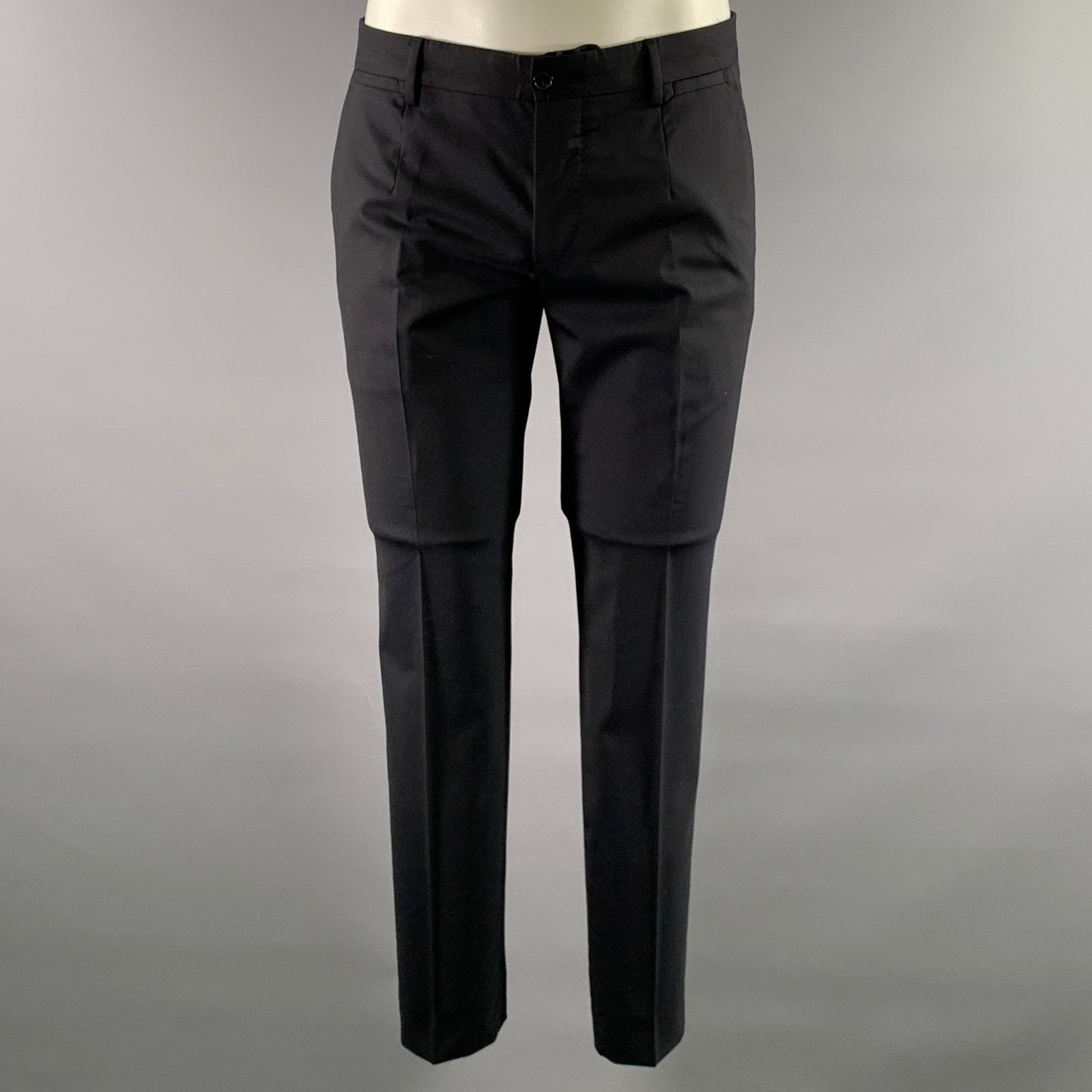 Dolce & Gabbana DOLCE & GABBANA 38 Navy Wool Blend Notch Lapel Slim Fit Suit Size 38S - 4 Thumbnail