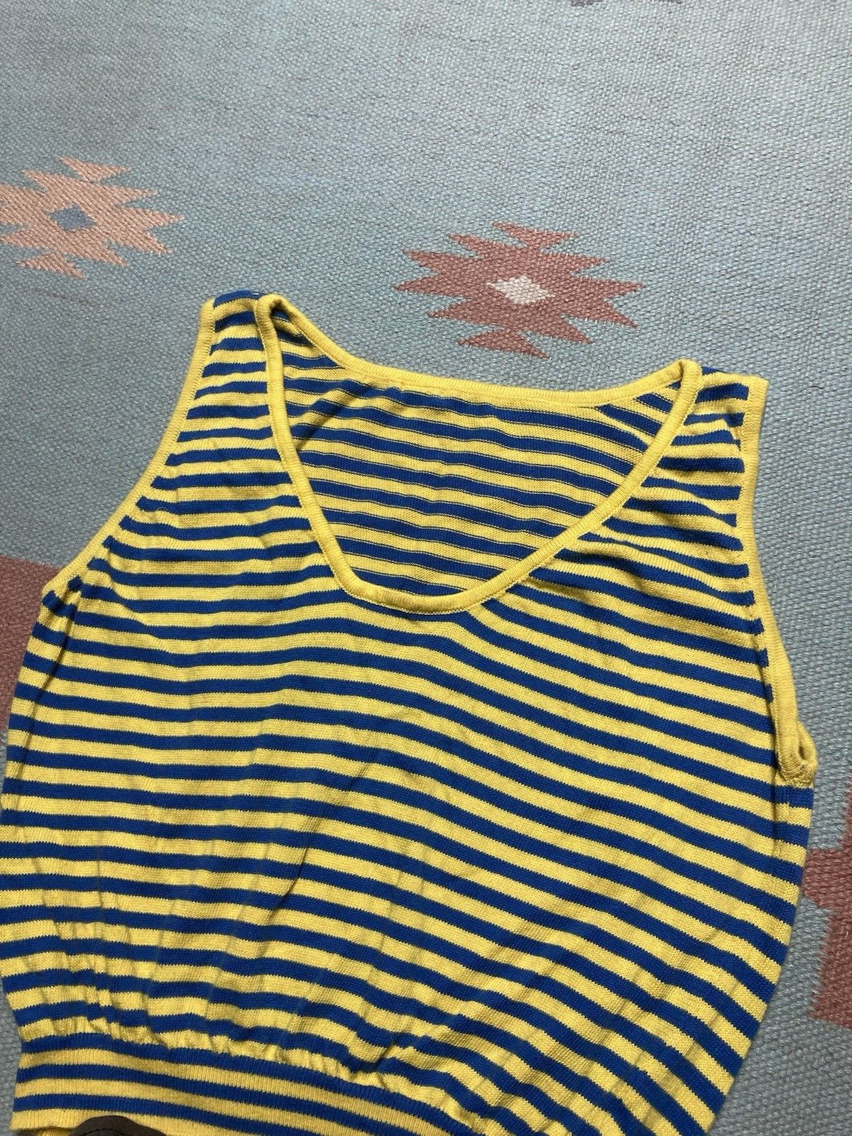 Vintage 70s striped tank top shirt cotton knit beach women’s large? Size L / US 10 / IT 46 - 2 Thumbnail