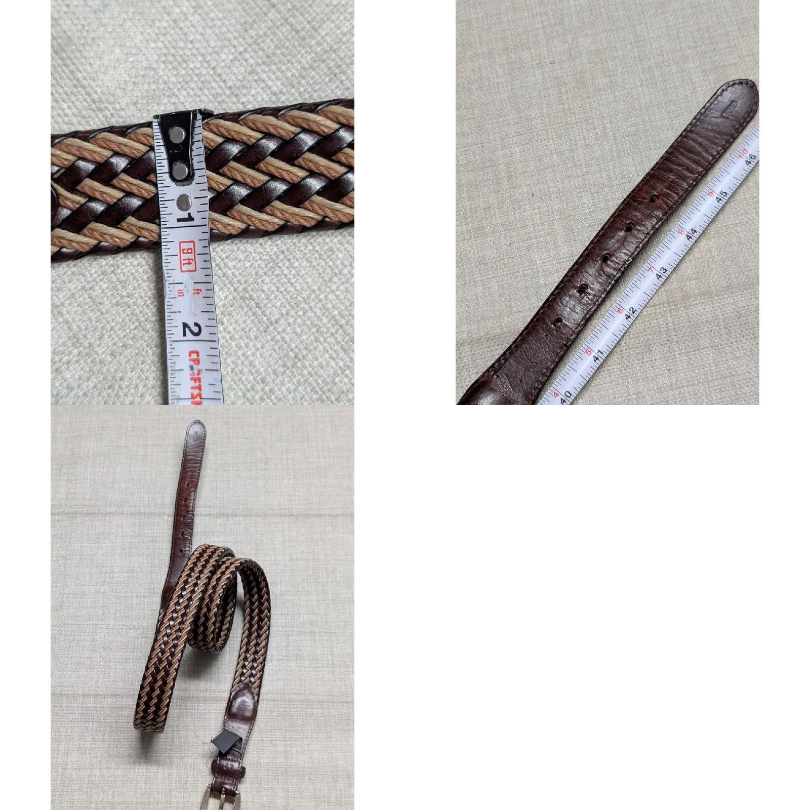 Brighton VINTAGE Brighton leather WEAVE braided belt Men 42 brown braided/Woven Belt 1-1/4" width, belt length 47" 41-44" holes Mens Size 42 - 8 Thumbnail