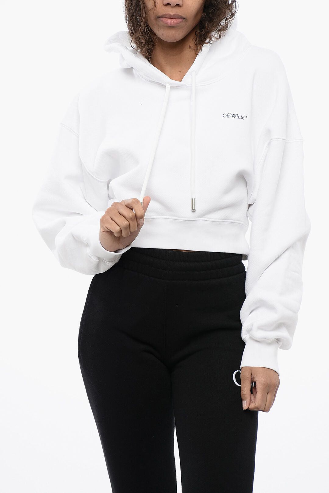 Off-White Printed Cropped Hoodie Sweatshirt Size XS / US 0-2 / IT 36-38 - 1 Thumbnail