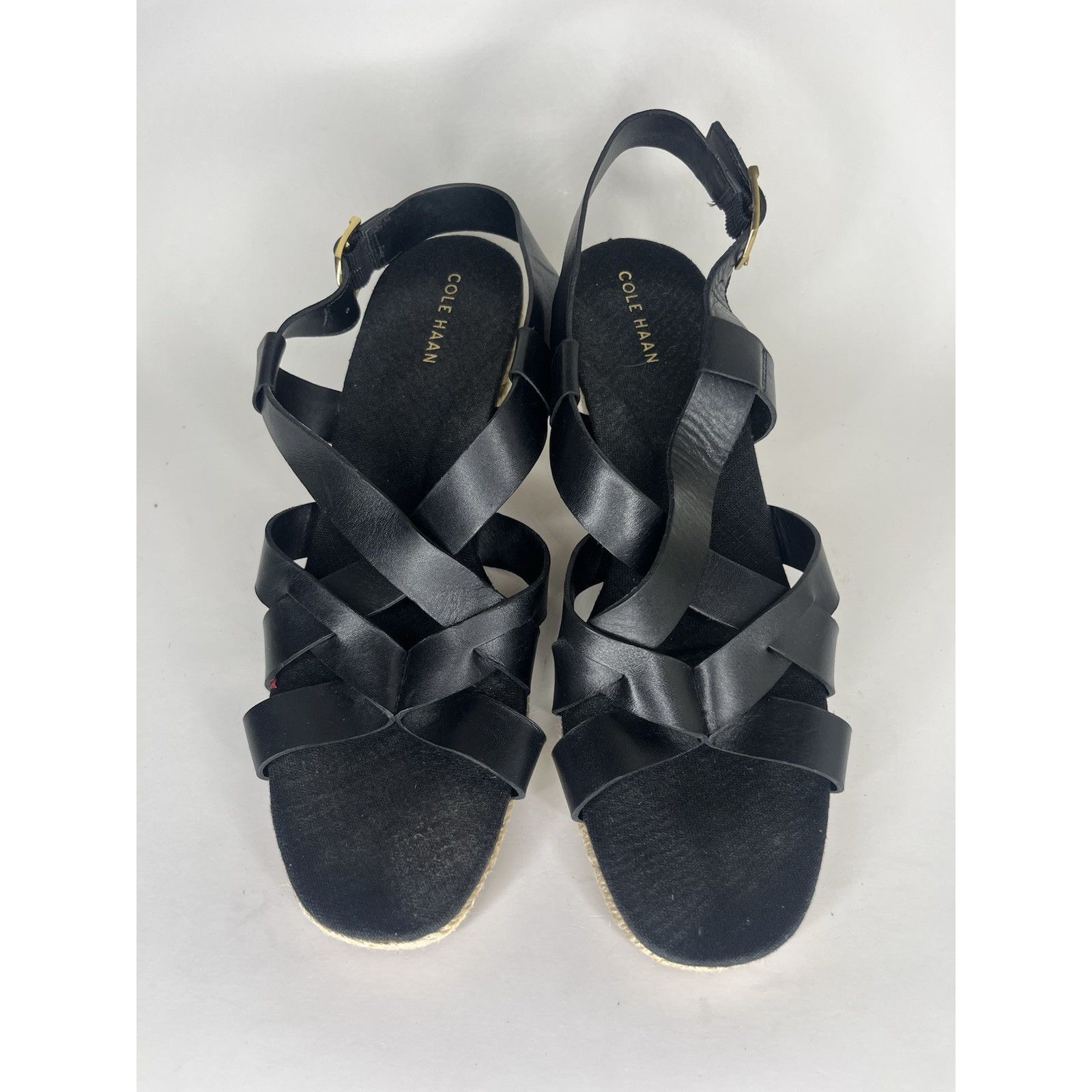 Cole Haan Cole Haan Black Leather Espadrille Wedge Strappy Sandals Wom Size US 9 / IT 39 - 2 Thumbnail