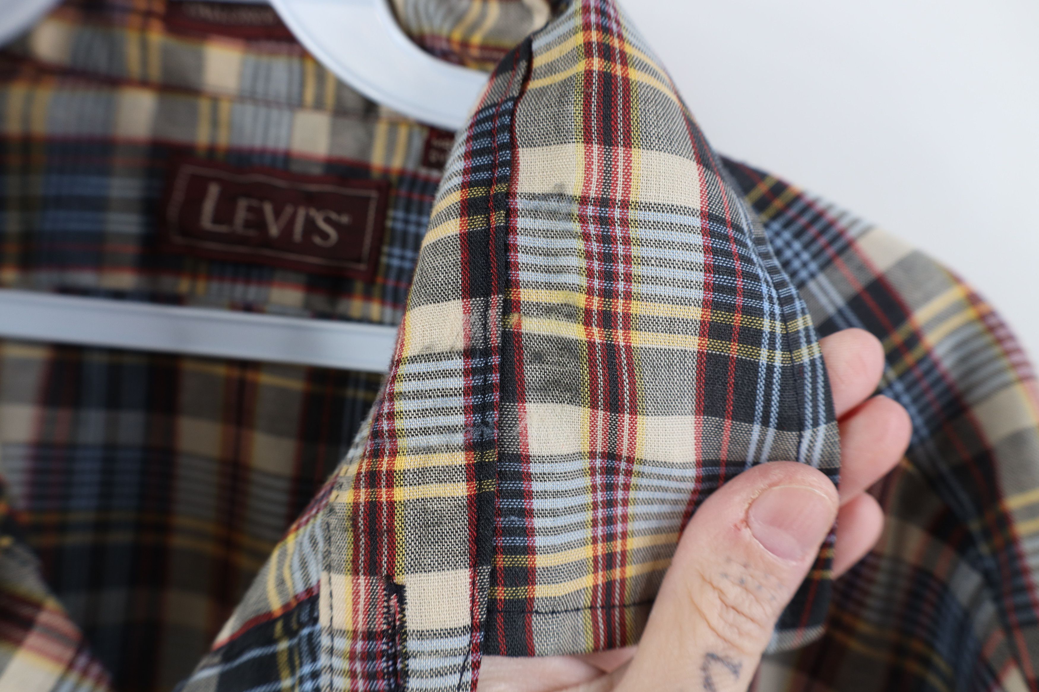 Levi's Vintage 70s 80s Levis Thin Rainbow Button Shirt Plaid Size US L / EU 52-54 / 3 - 10 Thumbnail