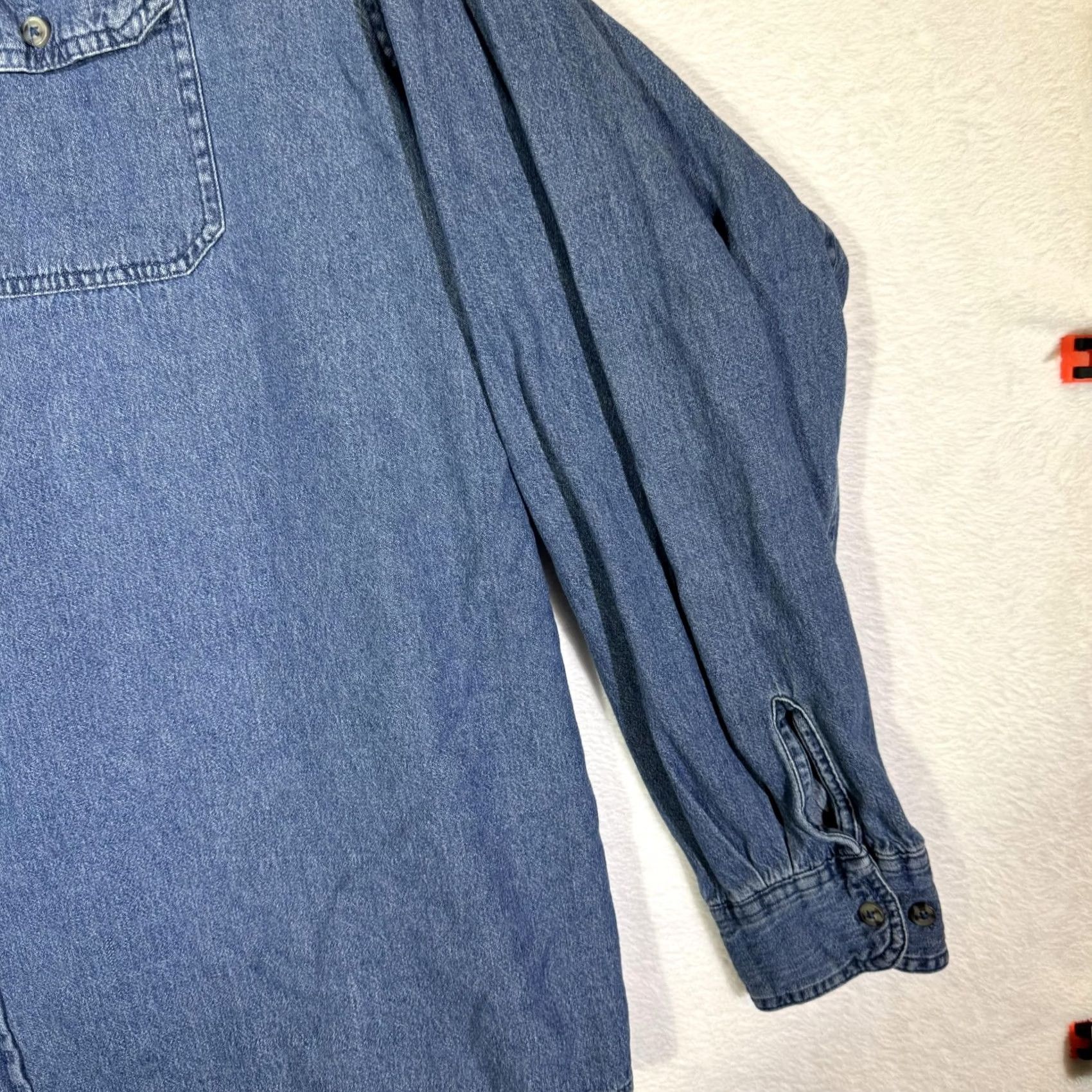 Wrangler Wrangler Shirt Mens 3XL Blue Denim Long Sleeve Button-Up Casual Western Workwear Size US XXL / EU 58 / 5 - 5 Thumbnail