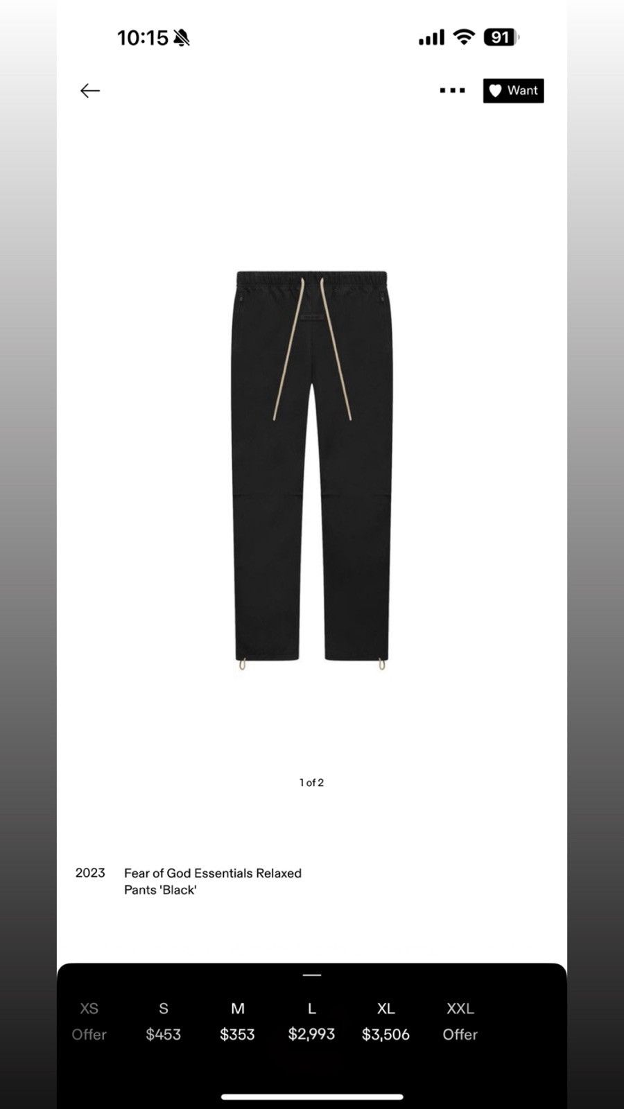 Fear of God Essentials Mens Cargos Size US 32 / EU 48 - 5 Thumbnail
