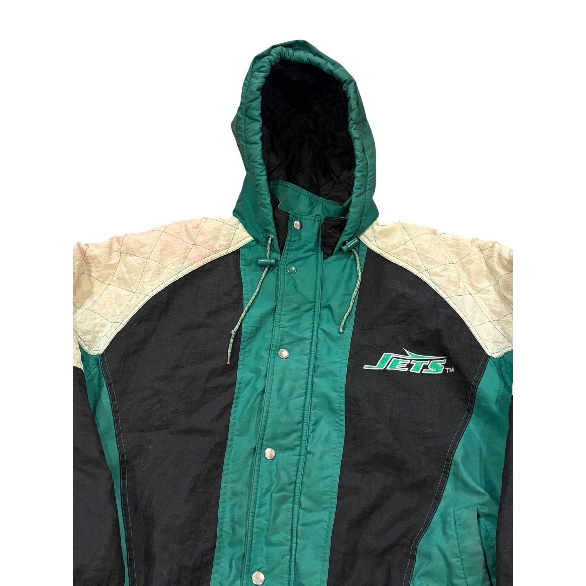 Starter Vintage 90s Starter New York Jets NFL Full Zip Hooded Puffer Size US L / EU 52-54 / 3 - 5 Thumbnail