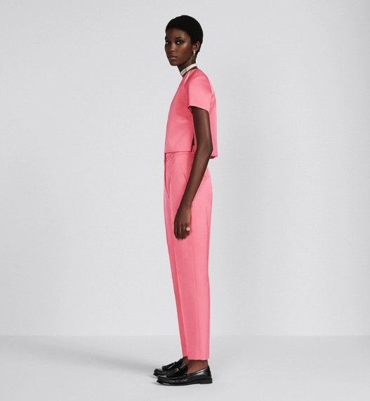 Dior o1w1db10824 Wool & Silk Short-Sleeved Top in Pink Size S / US 4 / IT 40 - 5 Thumbnail