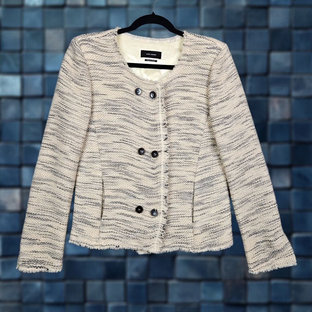 Isabel Marant Isabel Marant Jacket Beige Tweed Button Collarless Women's Size 40 Regular Size S / US 4 / IT 40 - 1 Thumbnail