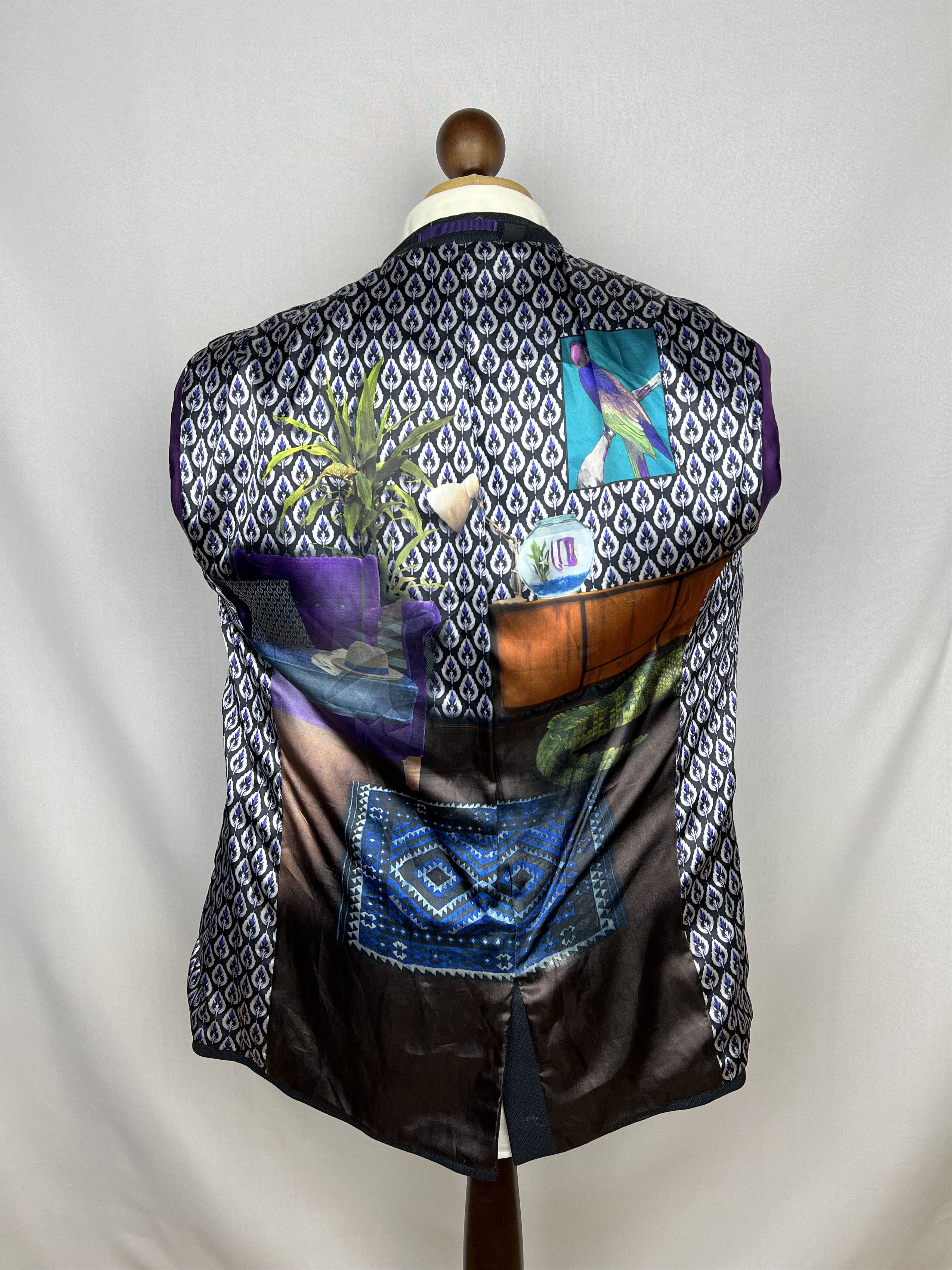 Ted Baker Solid Midnight-Blue Synthetic Blend Modern Sport Coat Size 40R - 4 Thumbnail