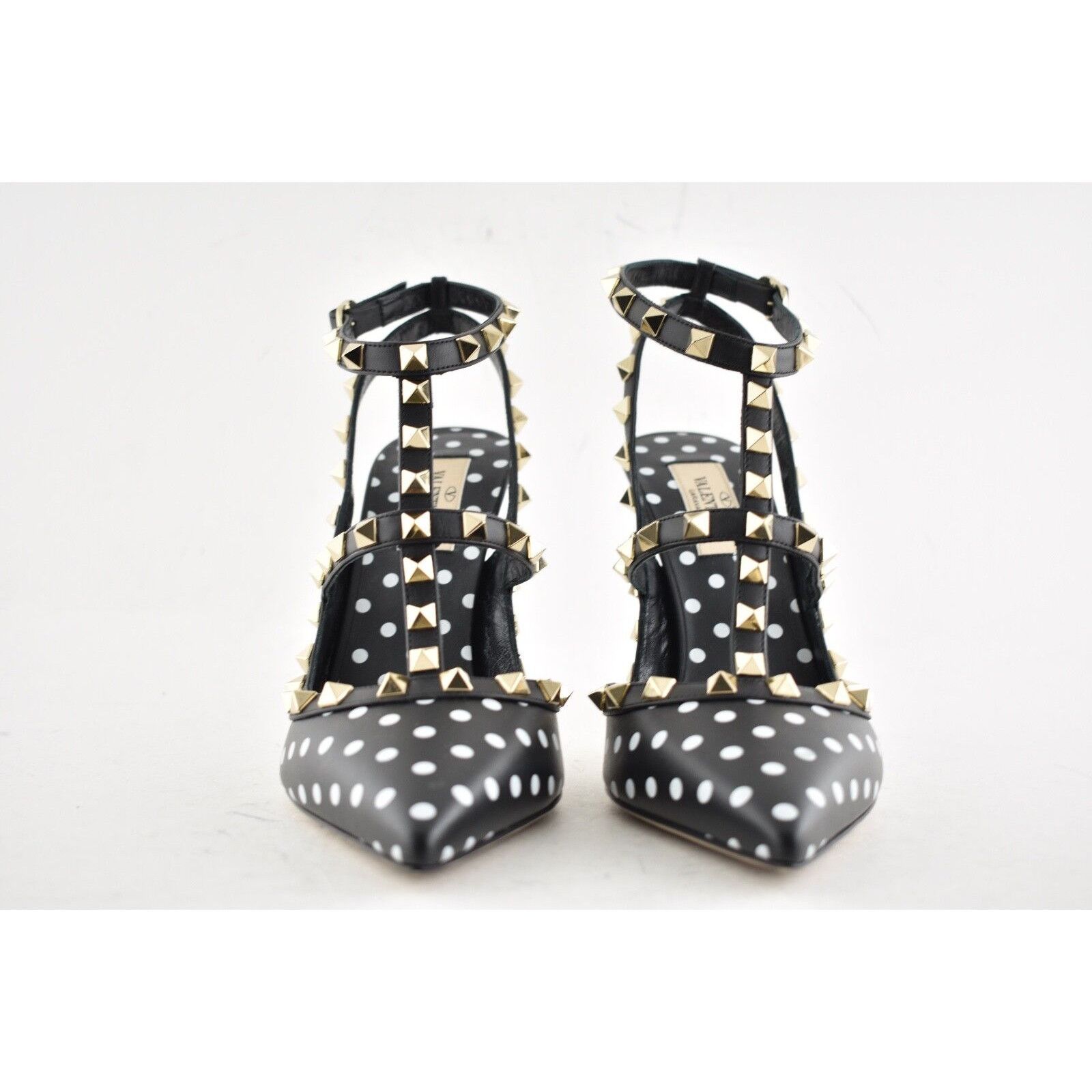 Valentino Rockstud Polka Dot Ankle T Strap Sandal Heel Pump 36 Size US 6 / IT 36 - 6 Thumbnail
