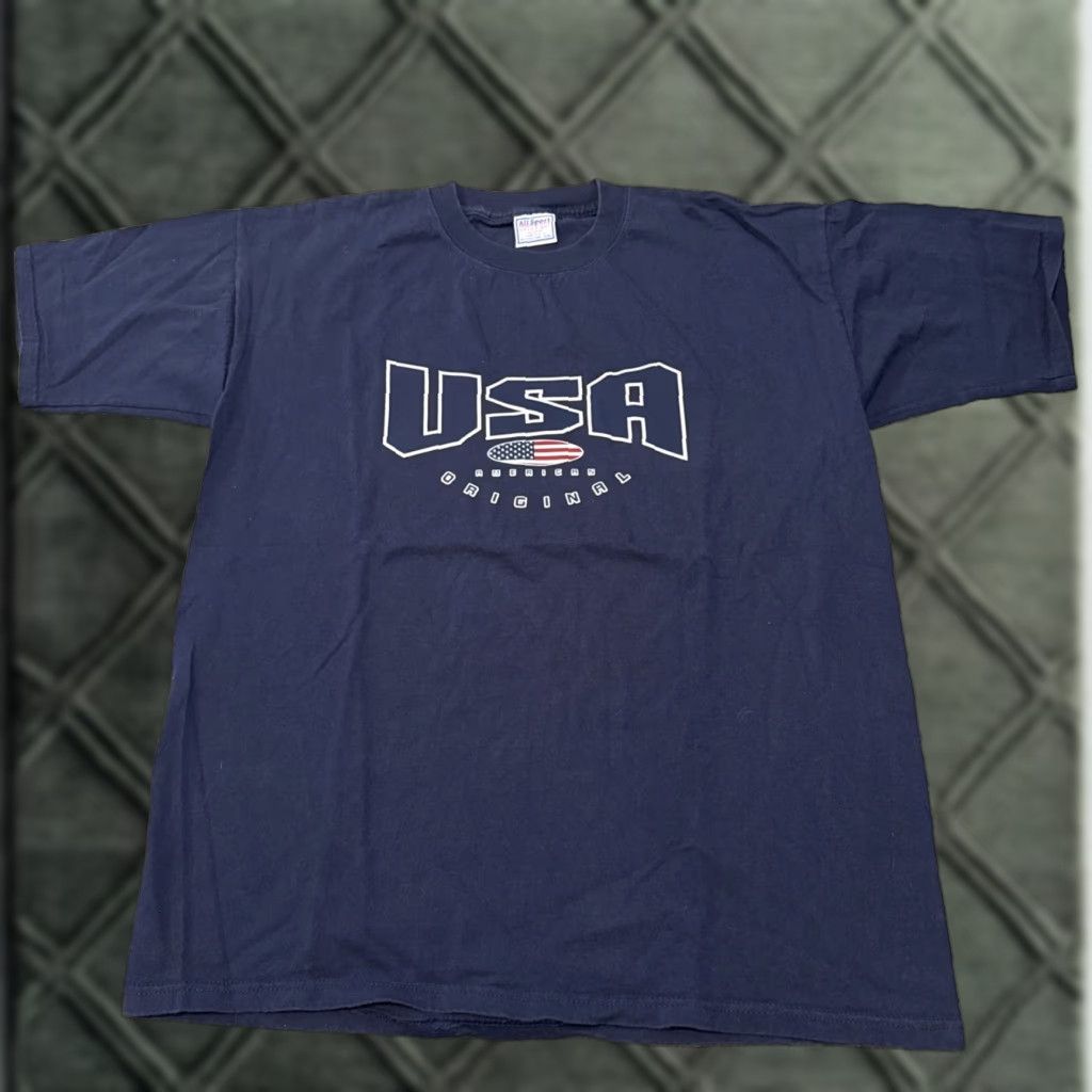 Vintage VINTAGE 90s USA America Liberty Freedom Navy Blue T-Shirt XL Mens Men Size US XL / EU 56 / 4 - 1 Thumbnail