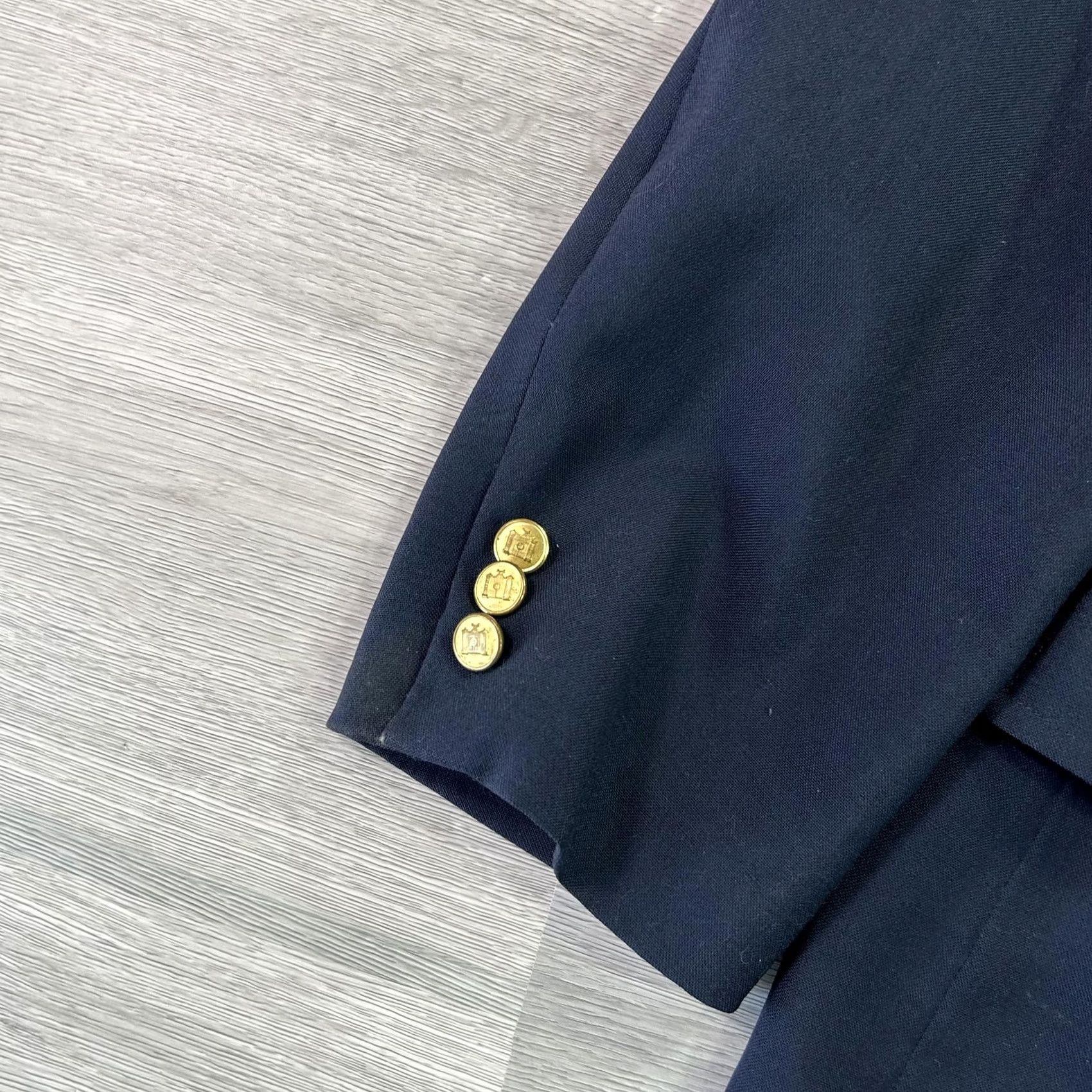 Brooks Brooks 346 Blazer Mens 44 Navy 100% Worsted Wool Sport Coat Jacket Gold Buttons Size 44R - 7 Thumbnail