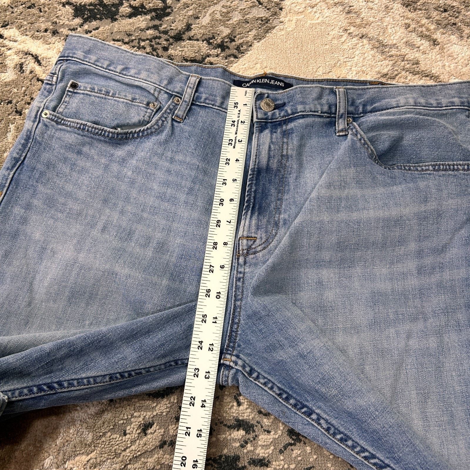 Calvin Klein Calvin Klein Straight Jeans Mens 40x32 Blue Denim Cotton Size US 40 / EU 56 - 9 Thumbnail