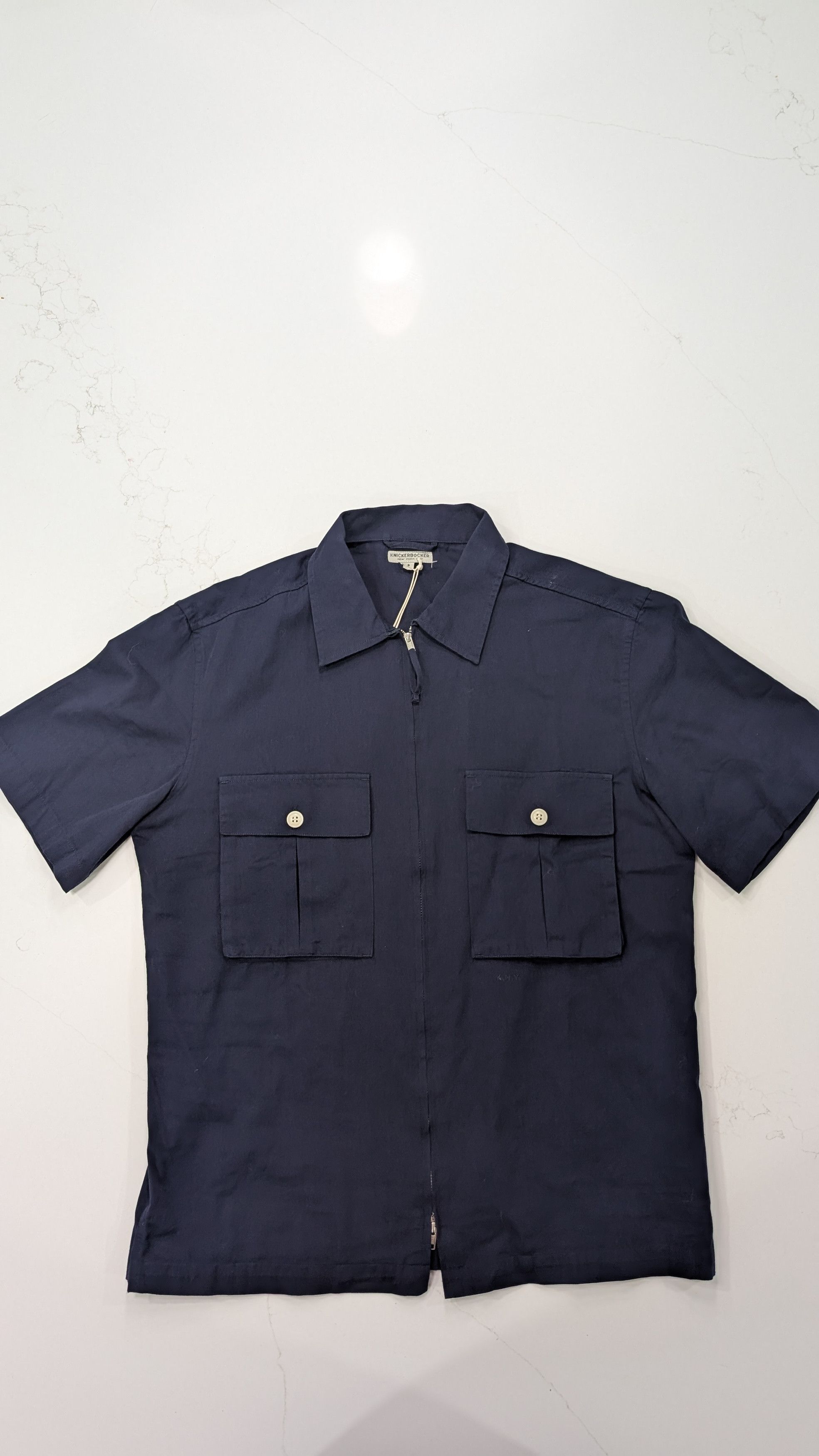 Knickerbocker Cotton Blue Zipper Safari Shirt Size Small