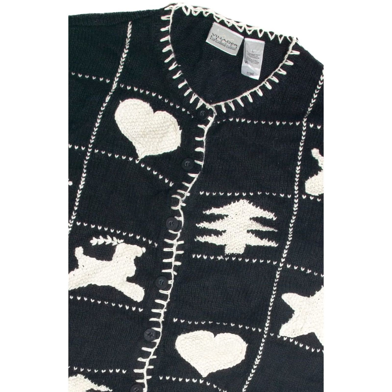 Liz Claiborne VINTAGE Liz Claiborne Cardigan Ugly Christmas Black Large Ladies Mens Womens XXL XL 59943 Ramie Cotton Christmas Cardigan Black Size L / US 10 / IT 46 - 2 Thumbnail