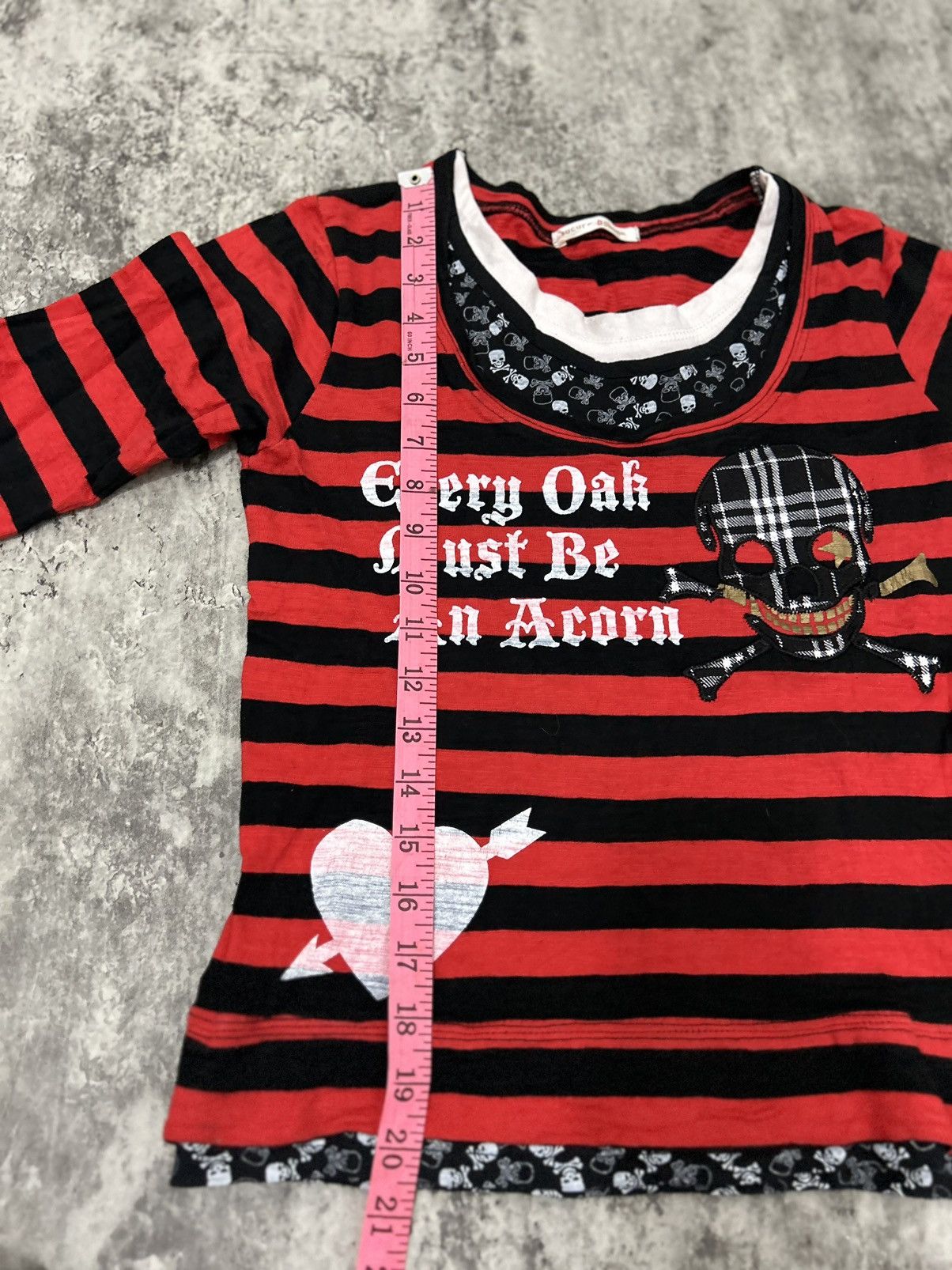 14th Addiction × Hysteric Glamour × If Six Was Nine Sucure Pomme Skull Red Stripe Black Long Shirt Size US XS / EU 42 / 0 - 11 Thumbnail
