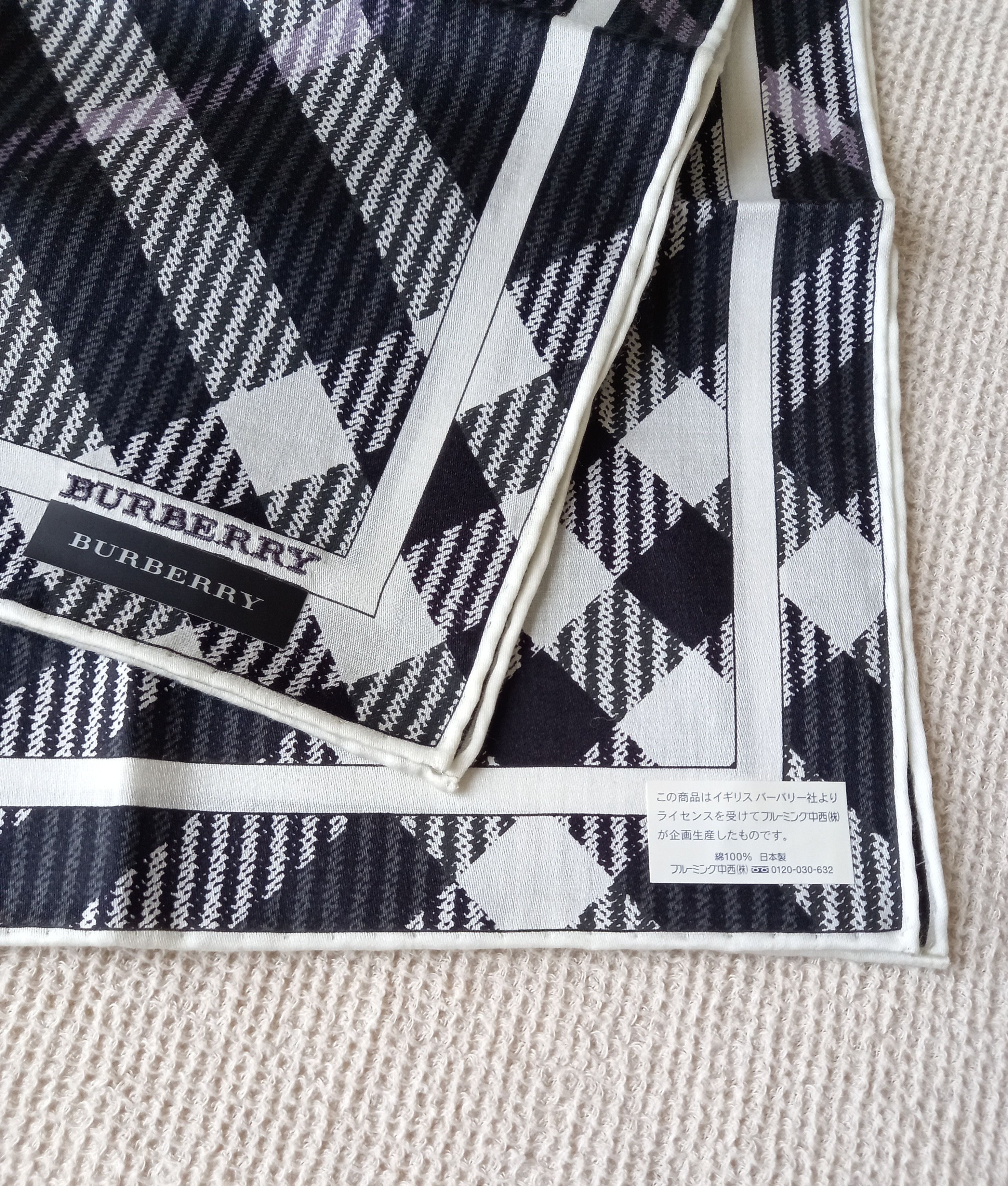 Burberry × Vintage NEW Japan Burberry bandana handkerchief navy blue tartan Size ONE SIZE - 3 Thumbnail