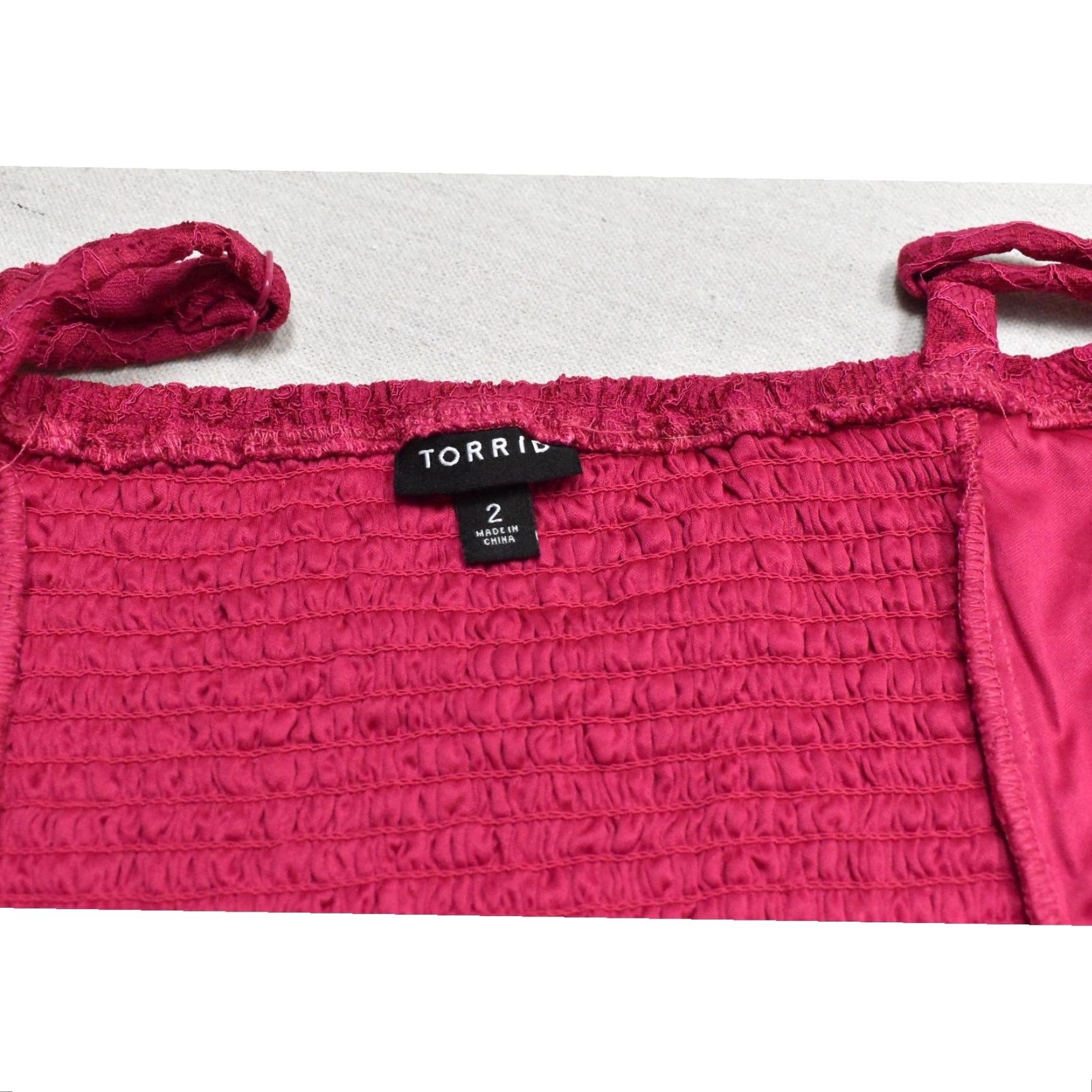 Torrid Torrid Pink Lace Peplum Cami Top Blouse Plus Size 2 Sleeveless Smocked Back Womens Shirt Summer Spring Size XS / US 0-2 / IT 36-38 - 8 Thumbnail