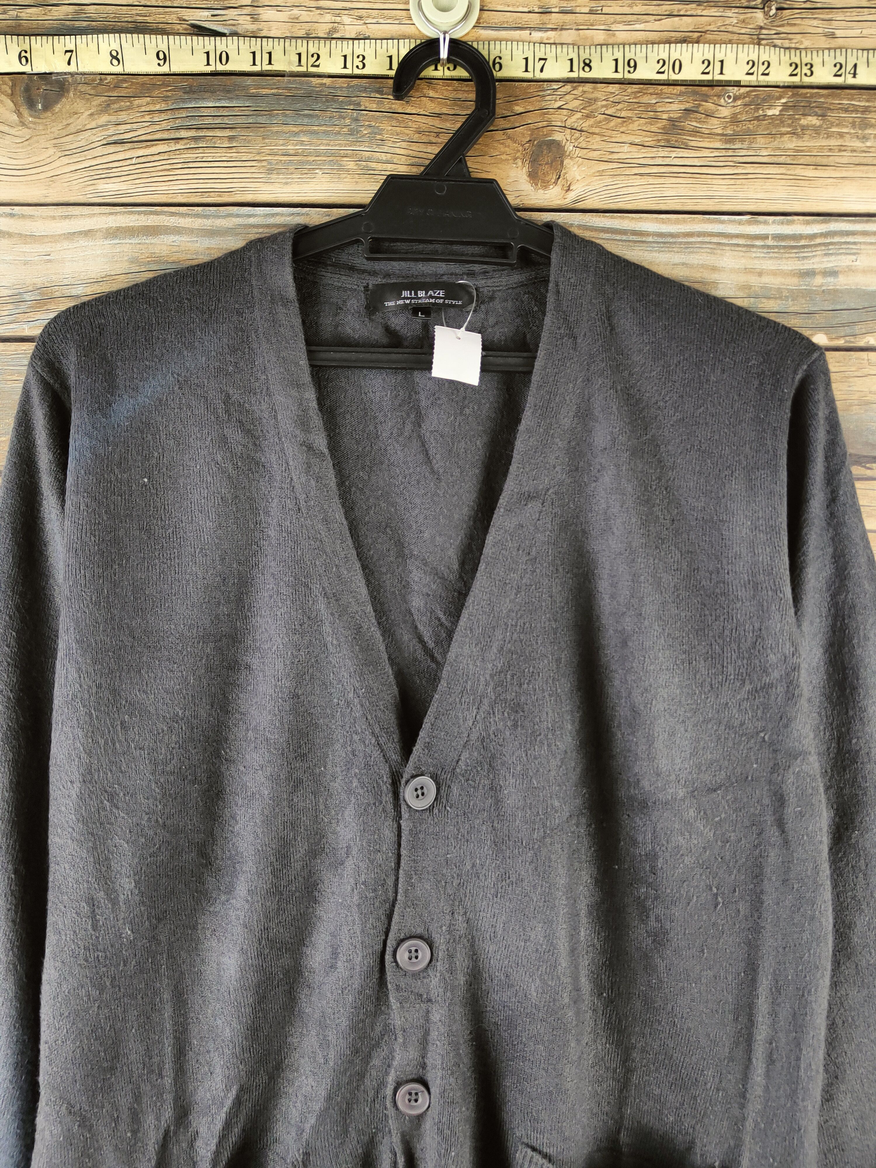 Japanese Brand DL Jill Blaze Dark Gray Knitwear Cardigan #46-948 Size L / US 10 / IT 46 - 2 Thumbnail