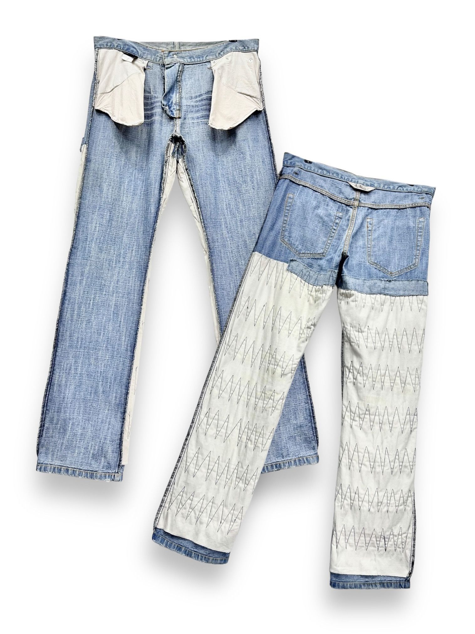 Designer × Japanese Brand × Vintage 💥VERY RARE🔥GUMU JAPAN Hagi Distressed Lightwash Blue Denim Size US 32 / EU 48 - 2 Thumbnail